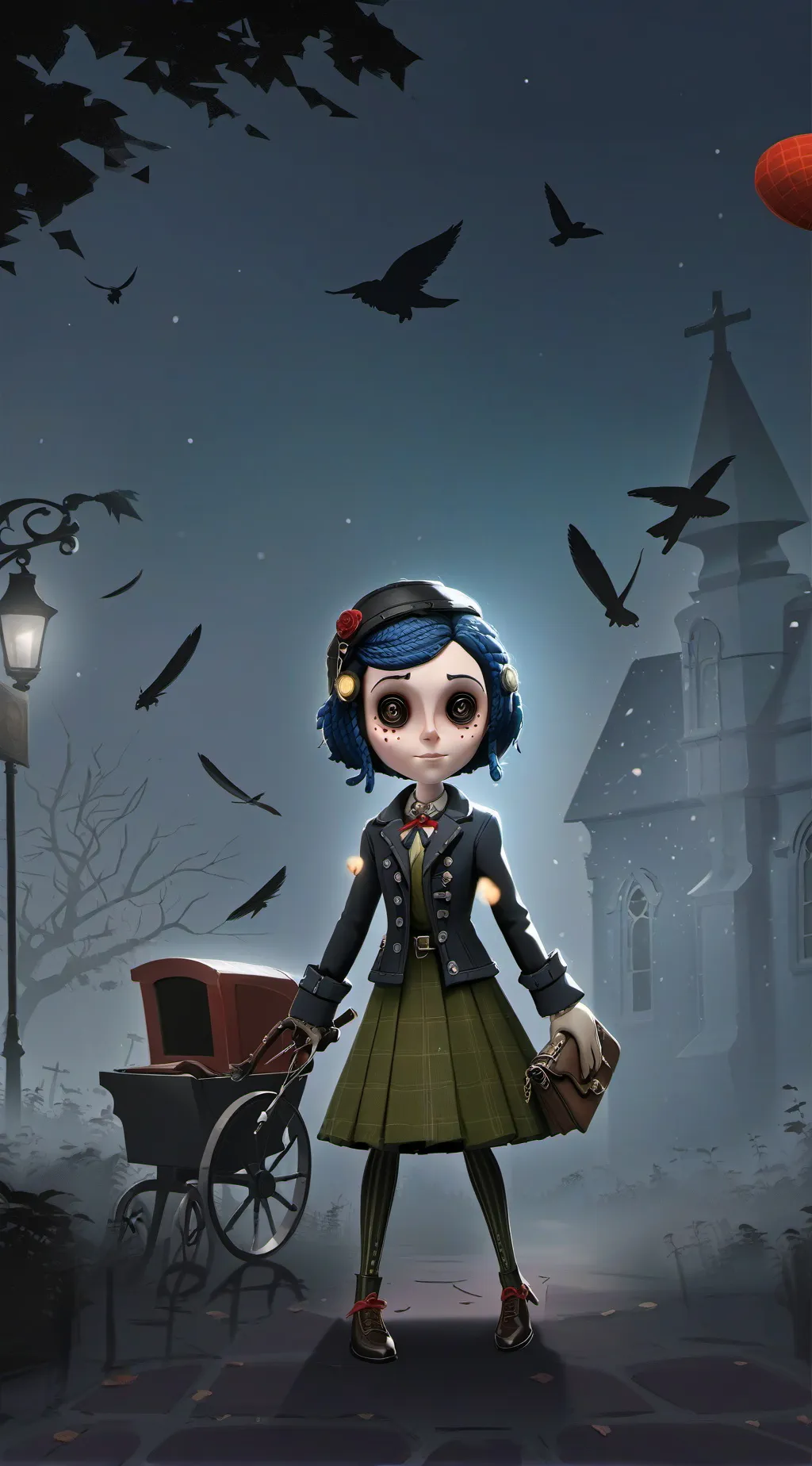 ai character: Coraline background