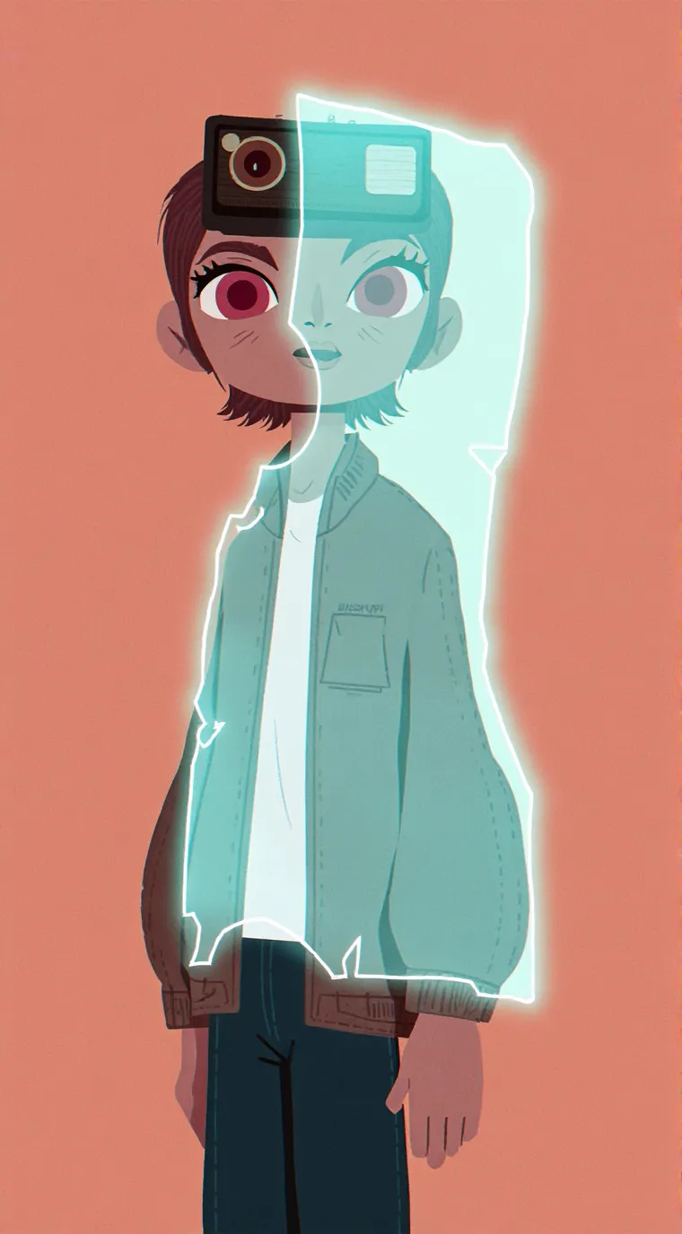 ai character: Brown camera women background