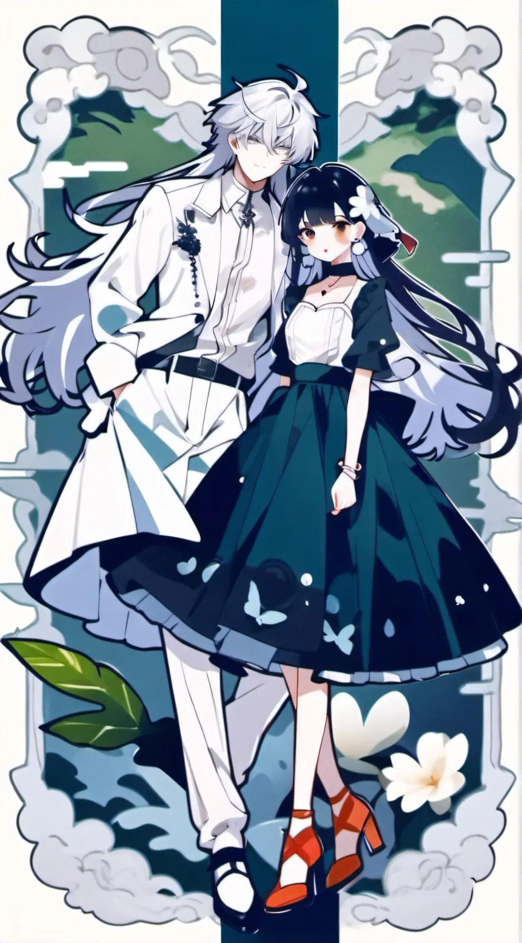 ai character: alan🤍 y ana💙 background