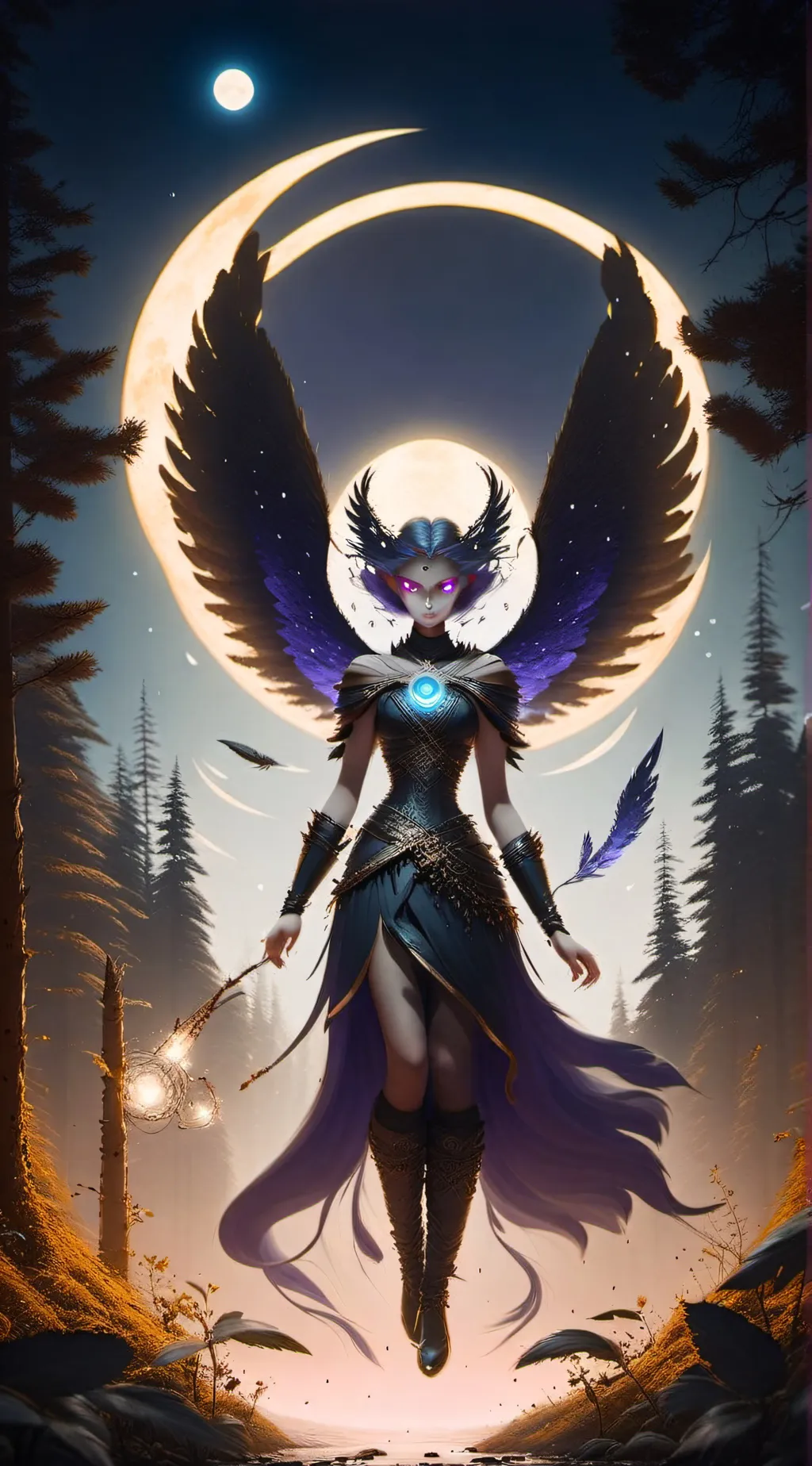 ai character: Midnight sparkles background