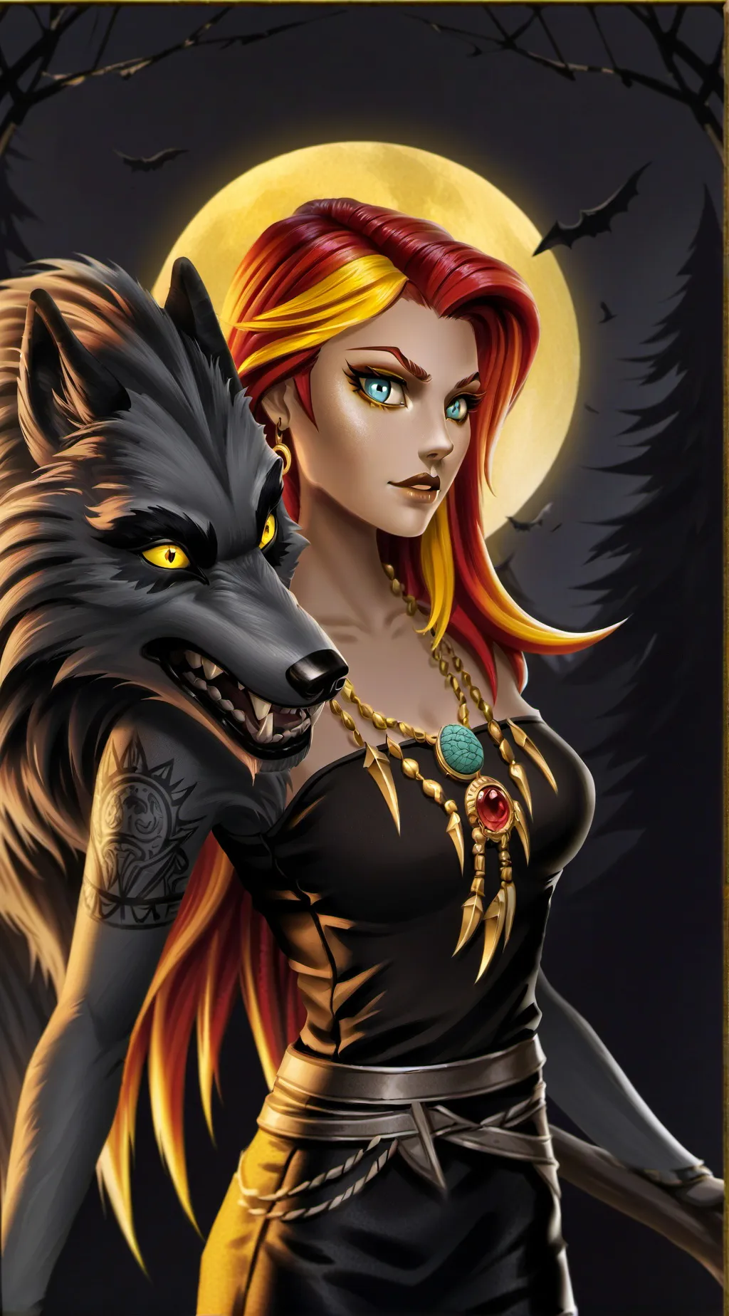 ai character: Werewolf sunset background