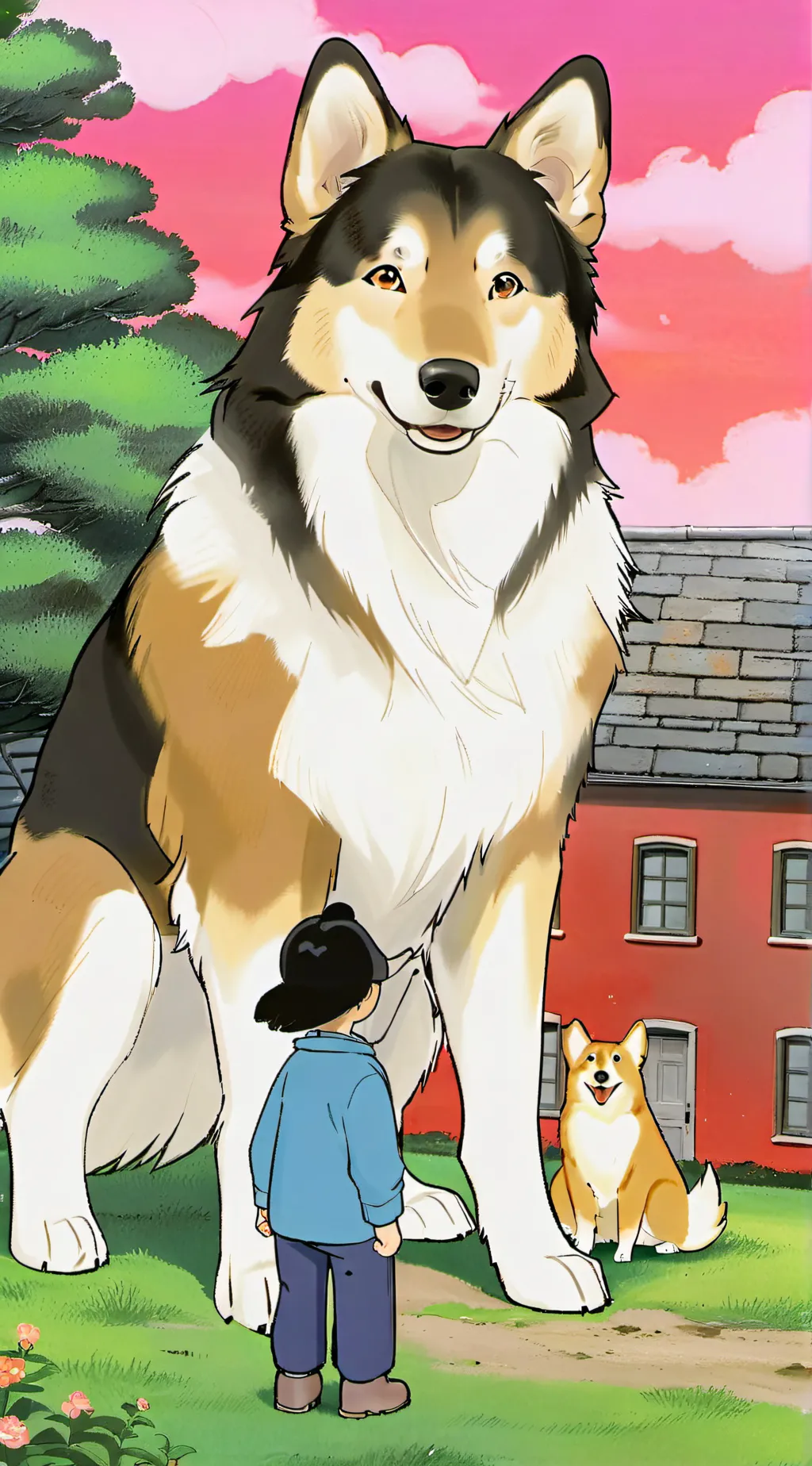 ai character: Giant Collie dog background