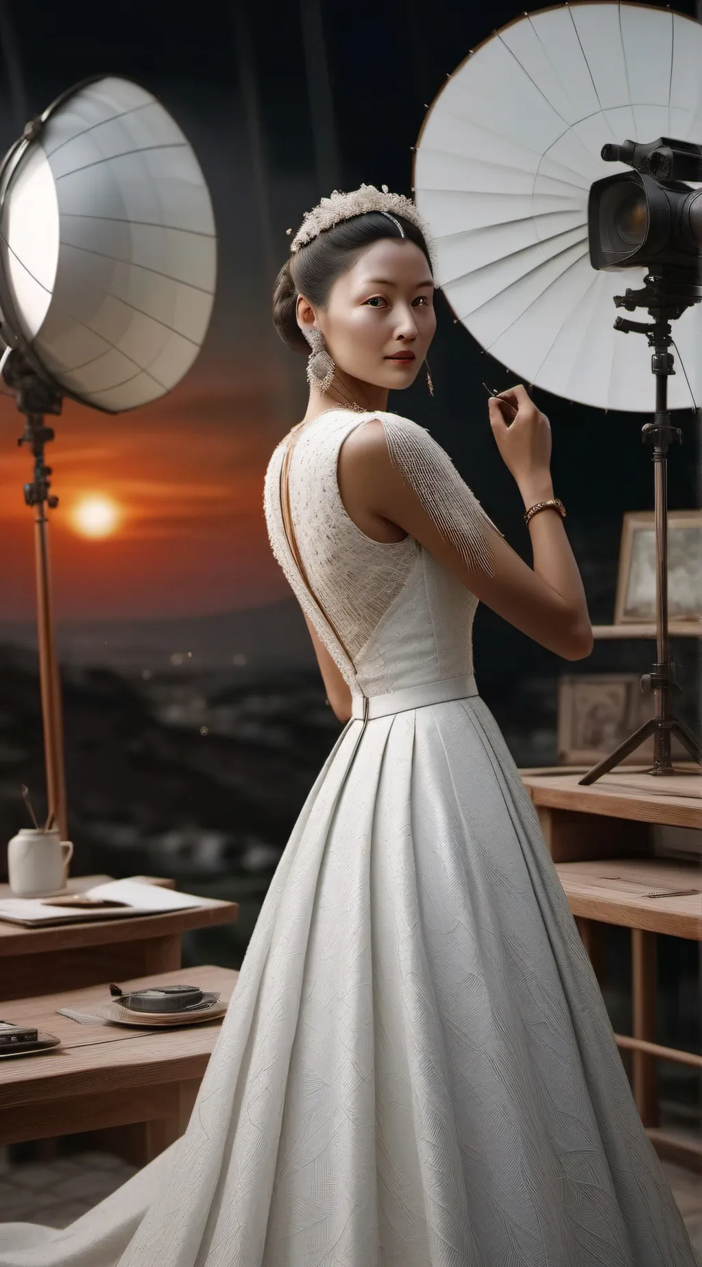 ai character: tv woman x parker background