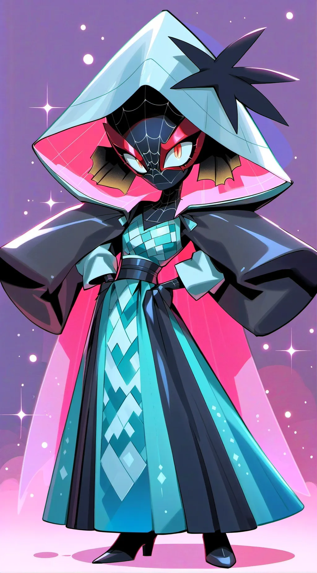 ai character: Vox in a Maid dres background