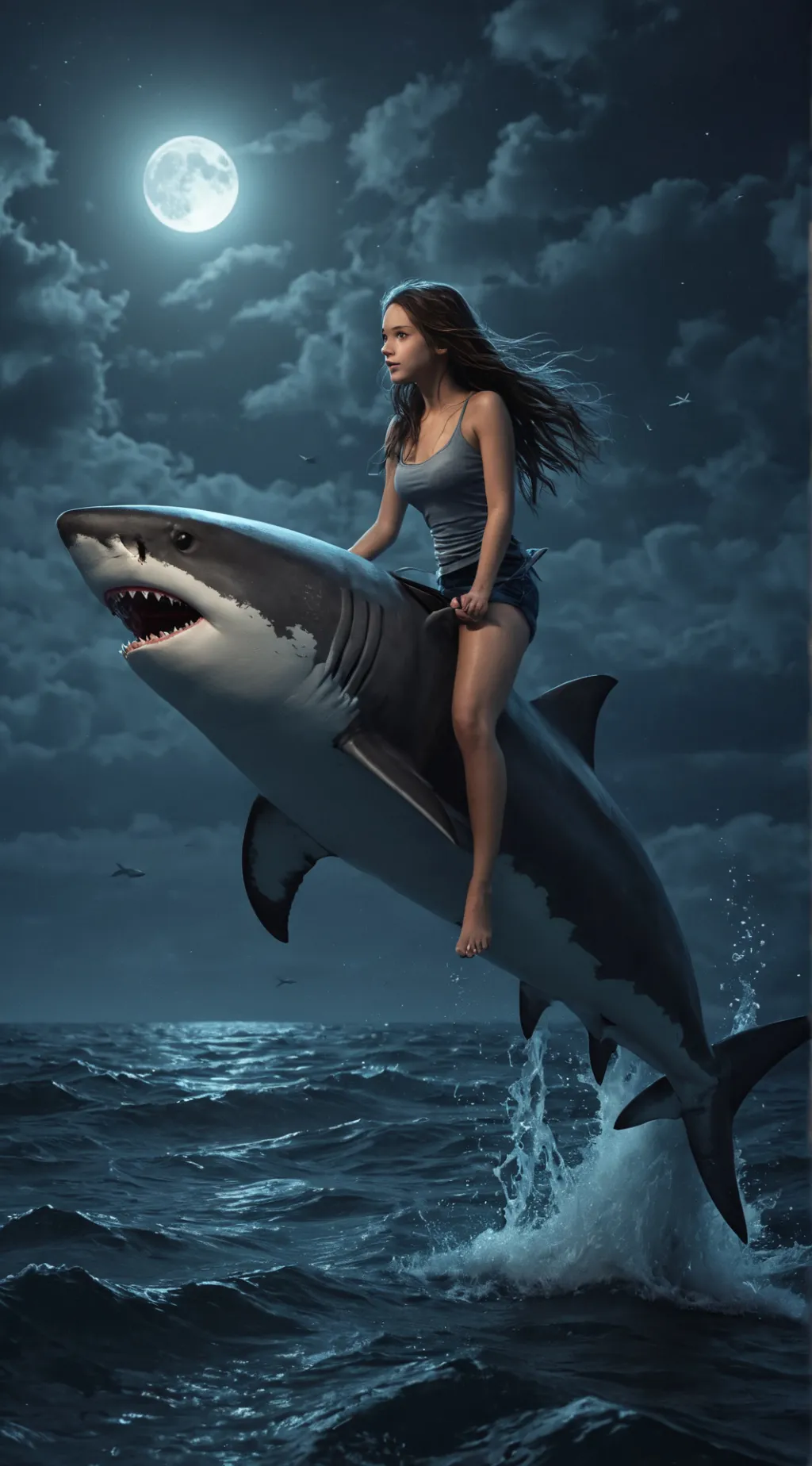 ai character: Shark Girl background