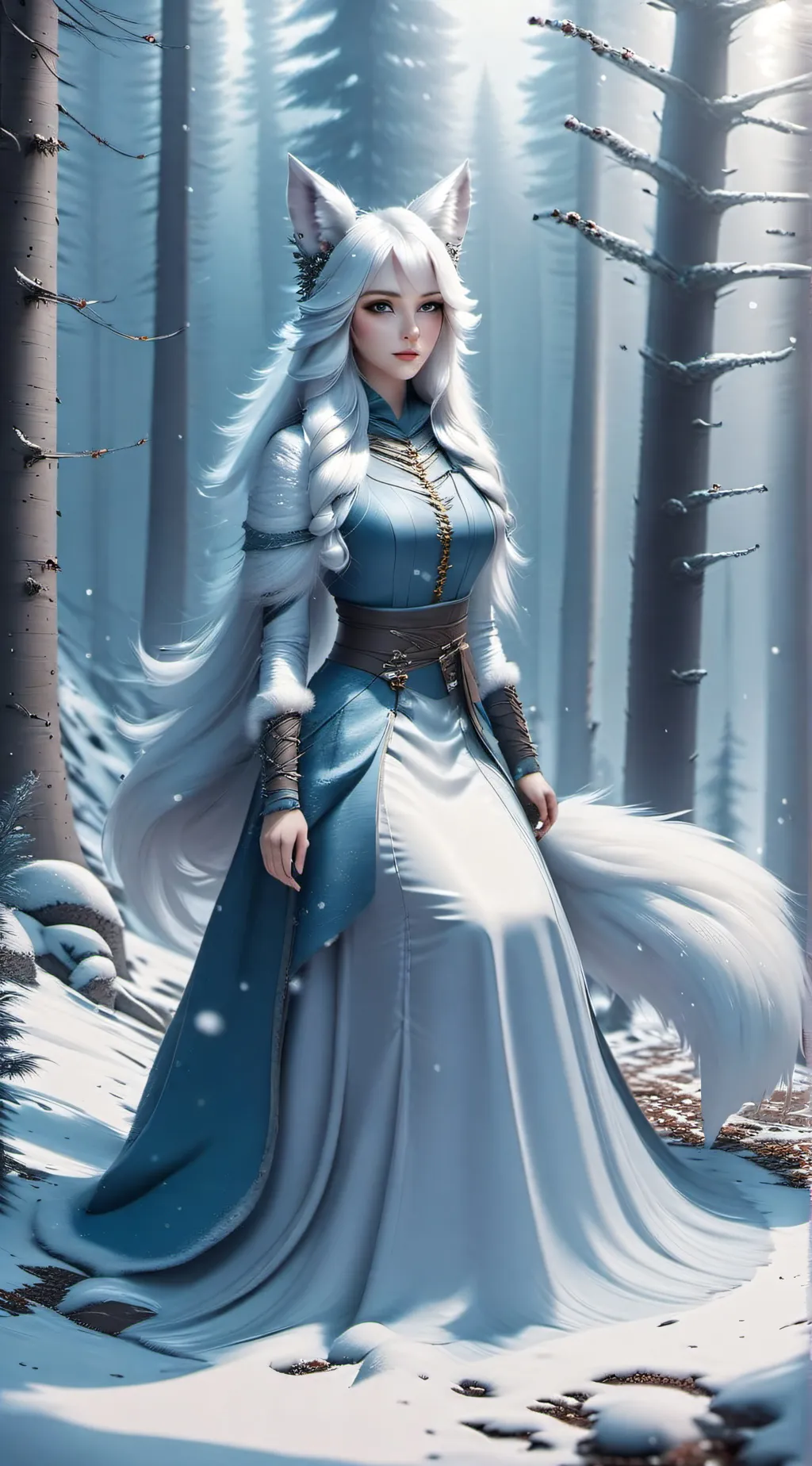 ai character: Snowflake Rosewood background