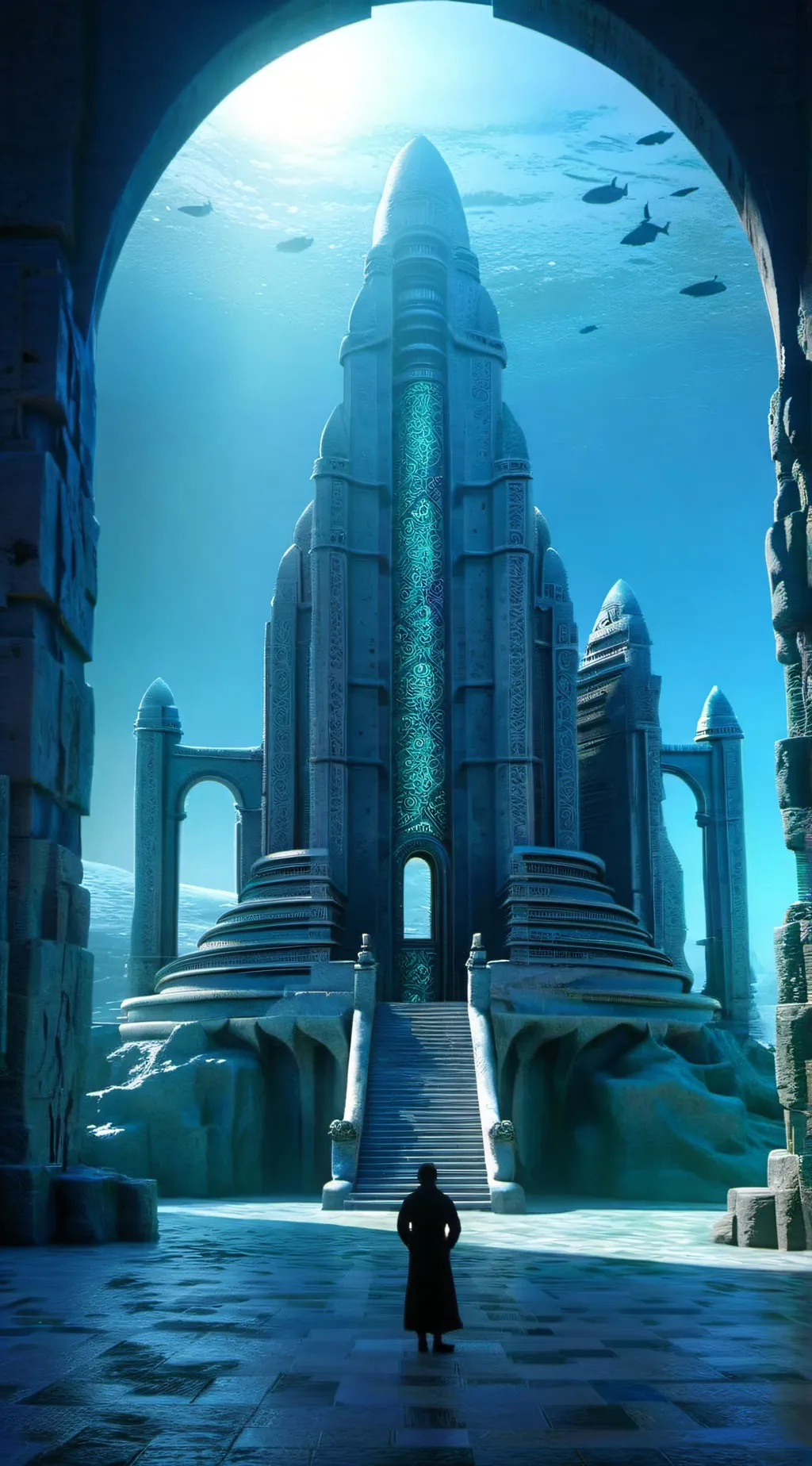 ai character: city of Atlantis  background