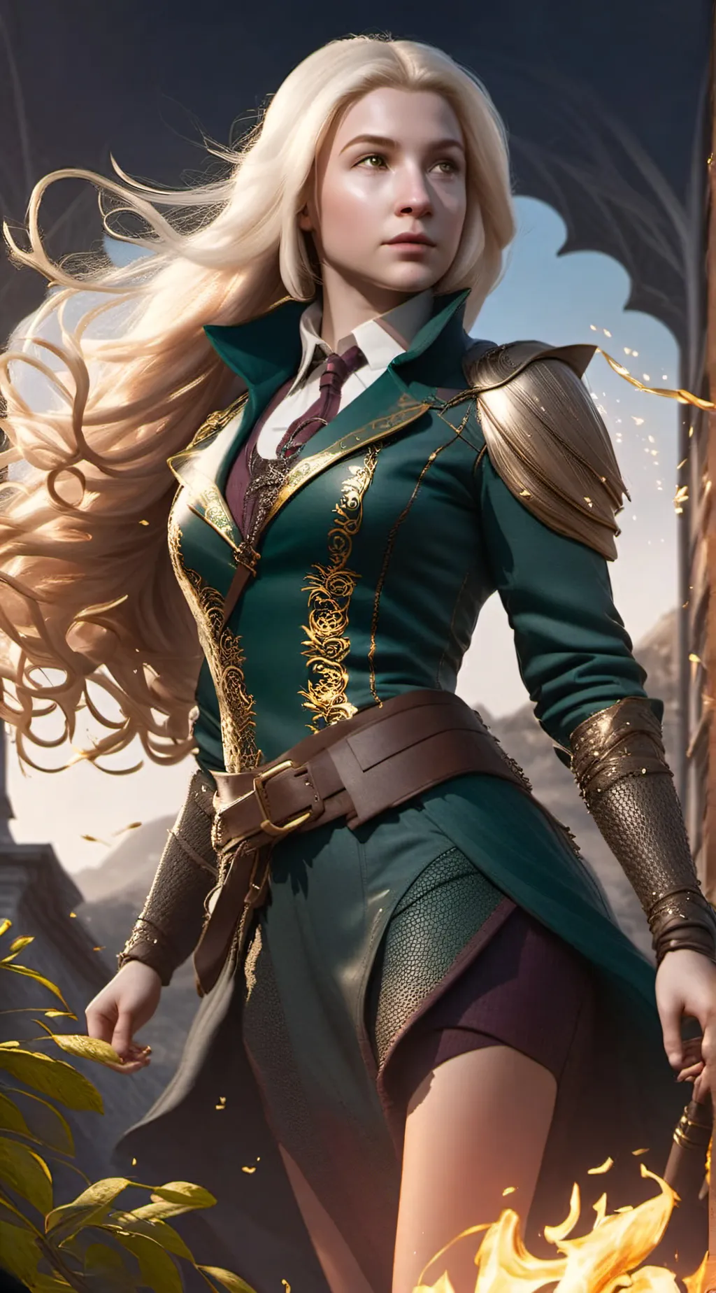 ai character: Daphne GreenGrass background