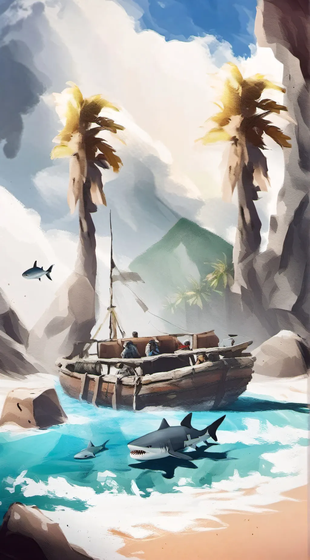 ai character: Raft ocean background