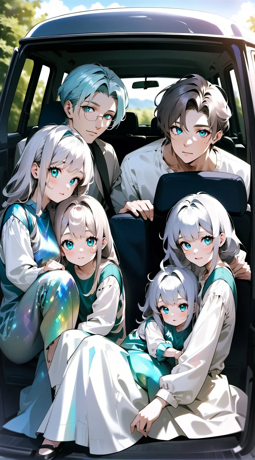 ai character: Family road trip background