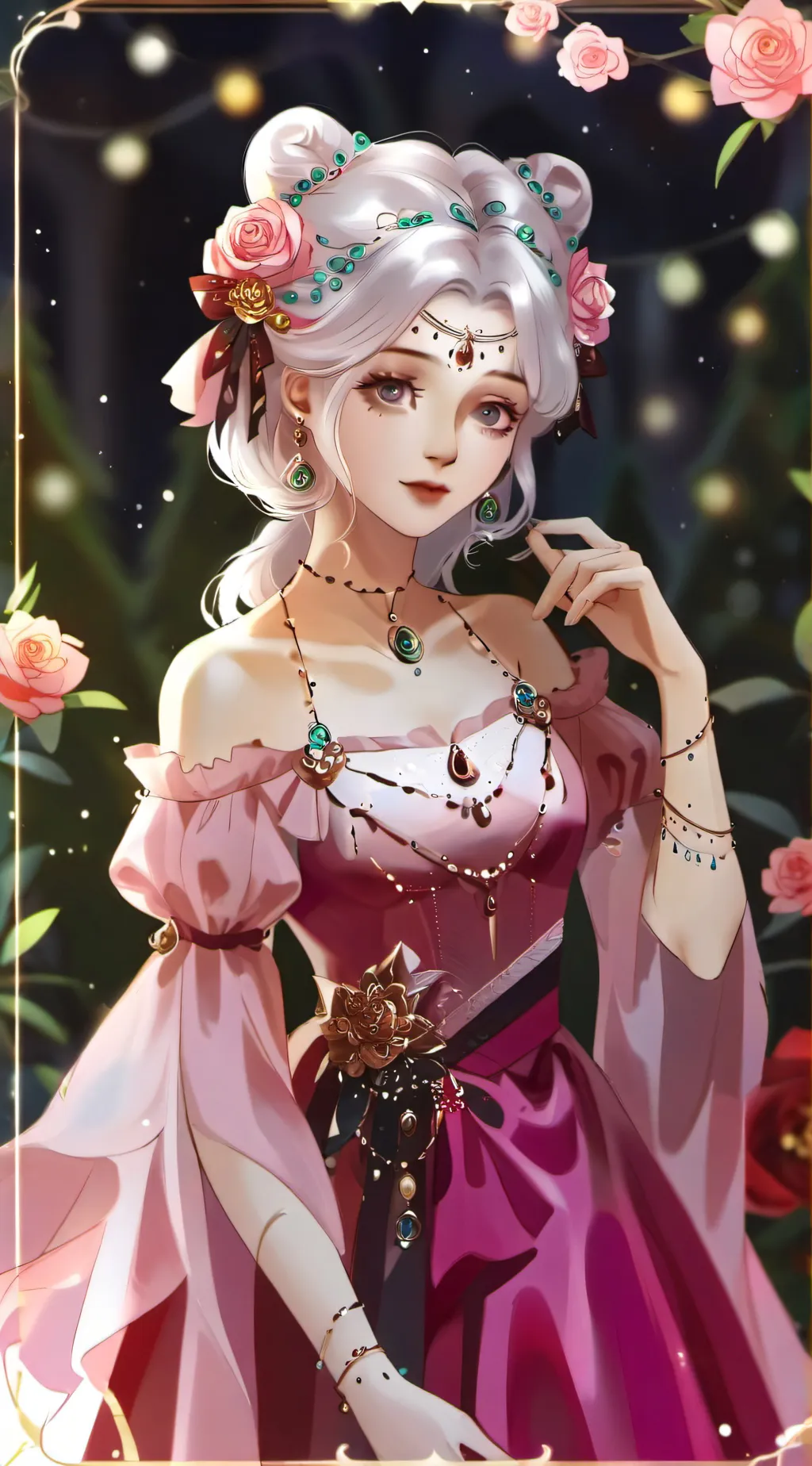 ai character: rose quartz background