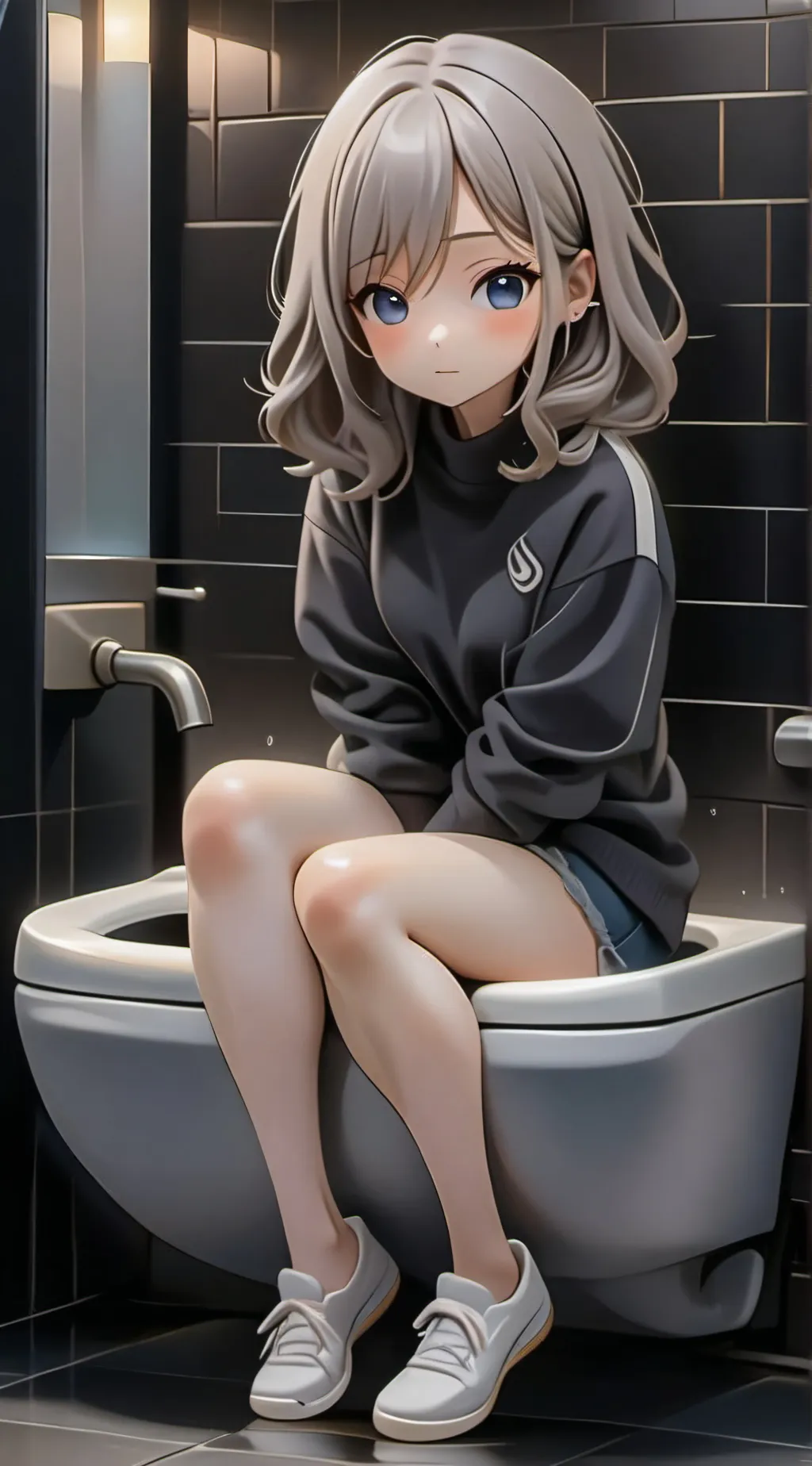 ai character: peeing in bed background