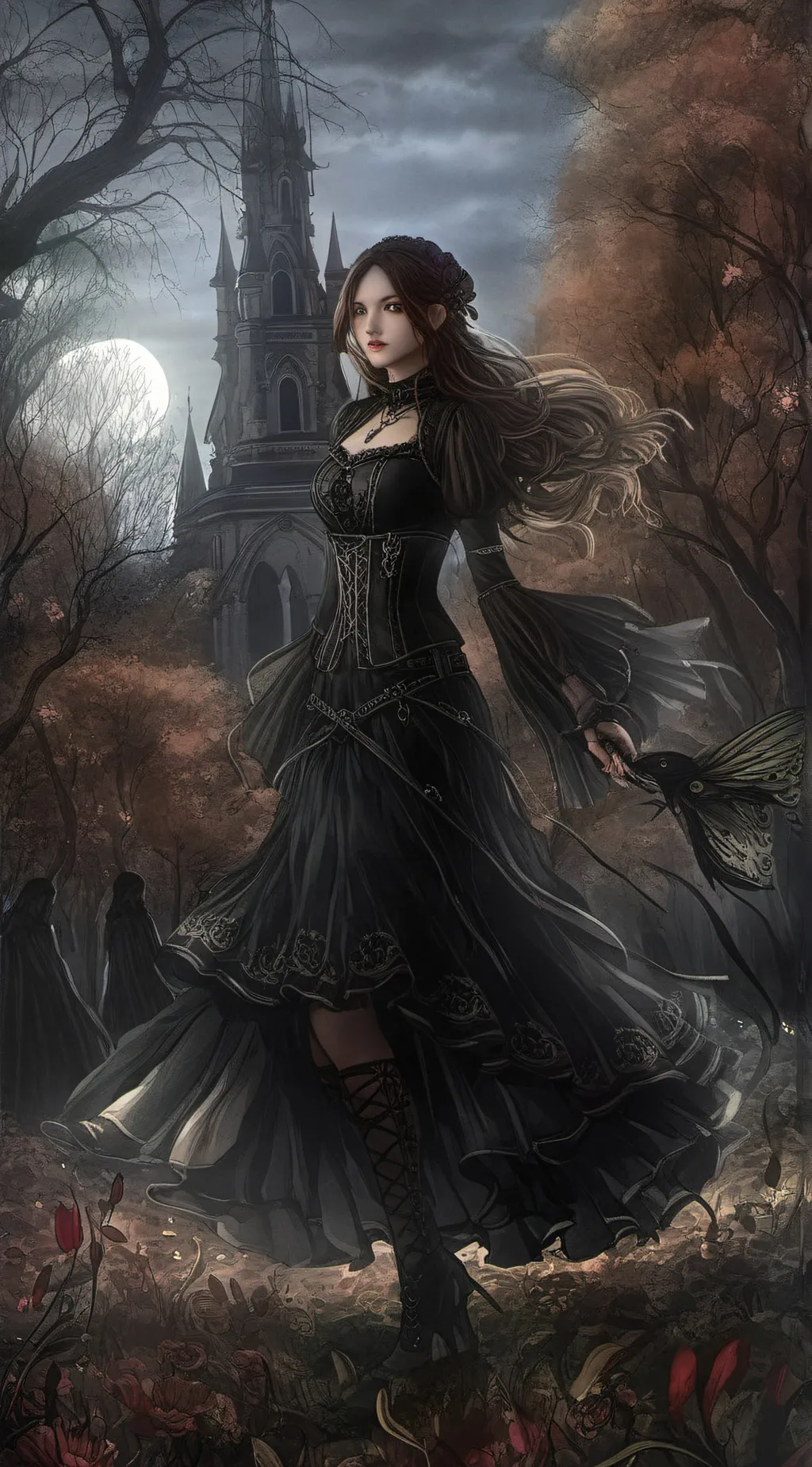 ai character: ملكه امرانا عذراء background