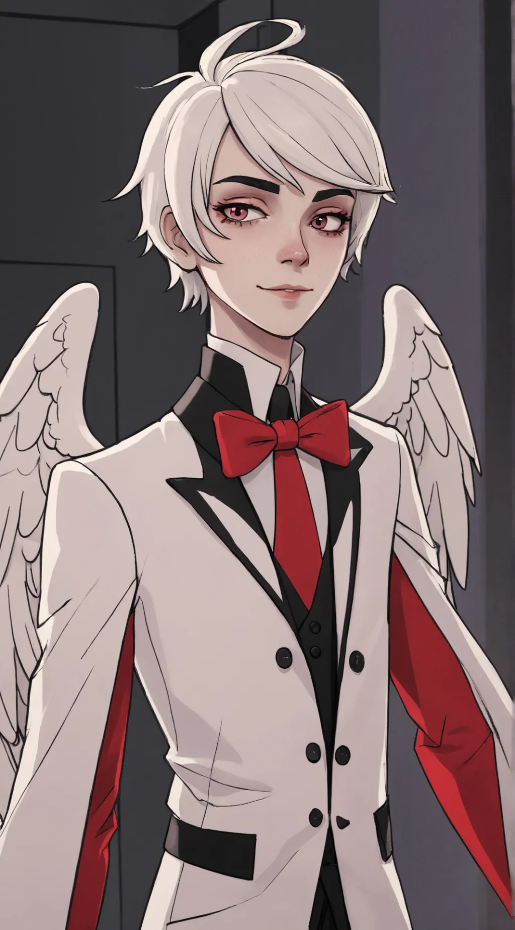 ai character: Human lucifer HH background
