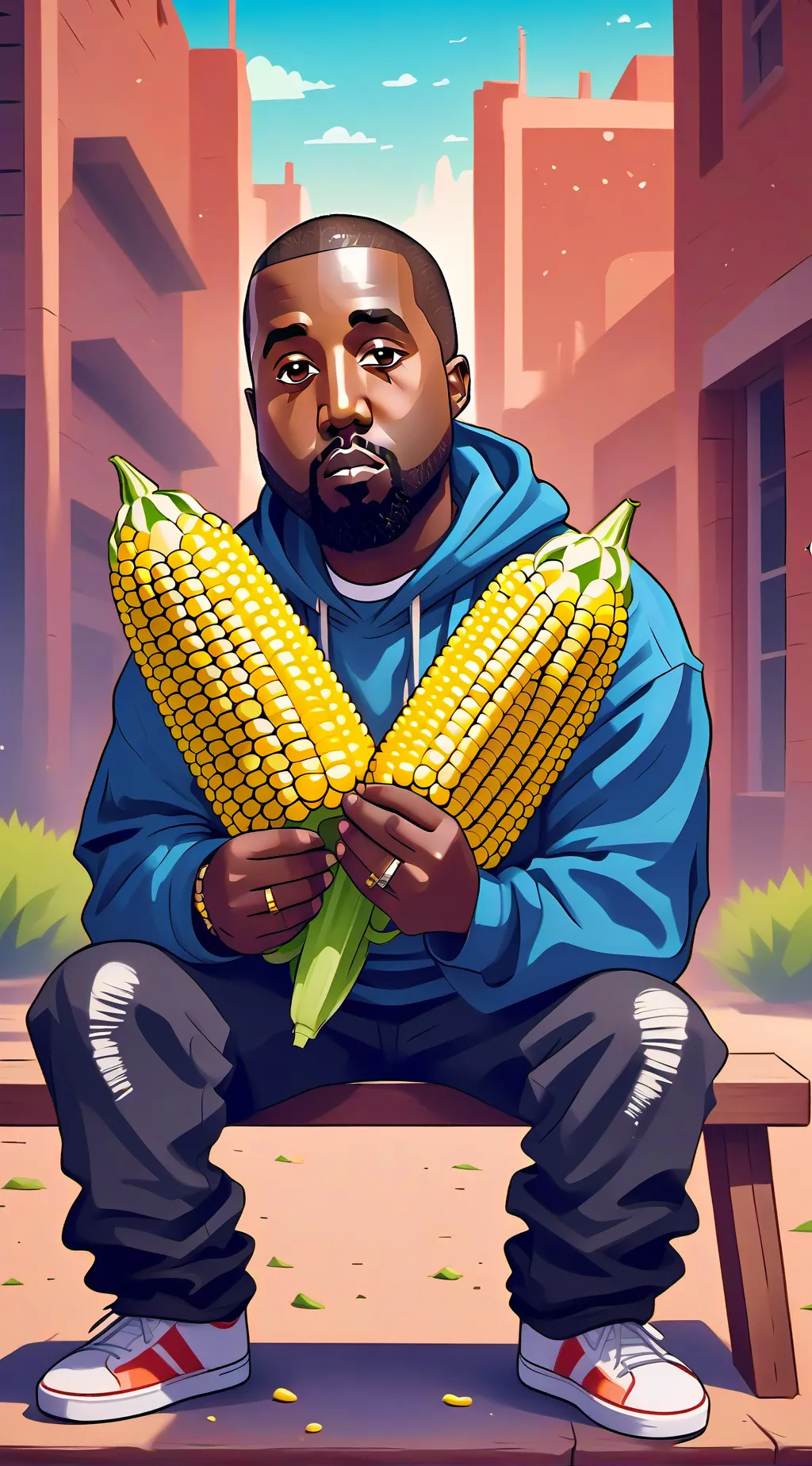 ai character: cornye west background