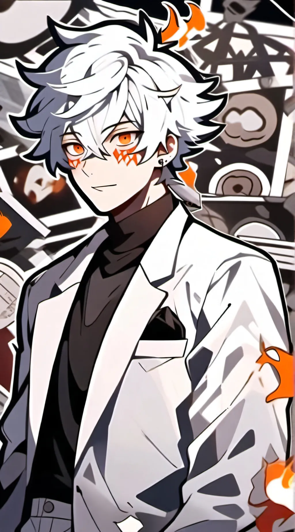 ai character: Flame background