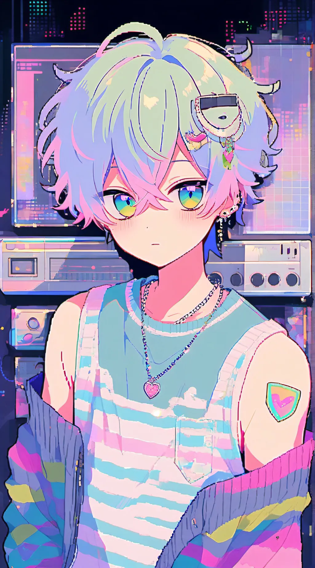 ai character: •|~Pixel~|• background