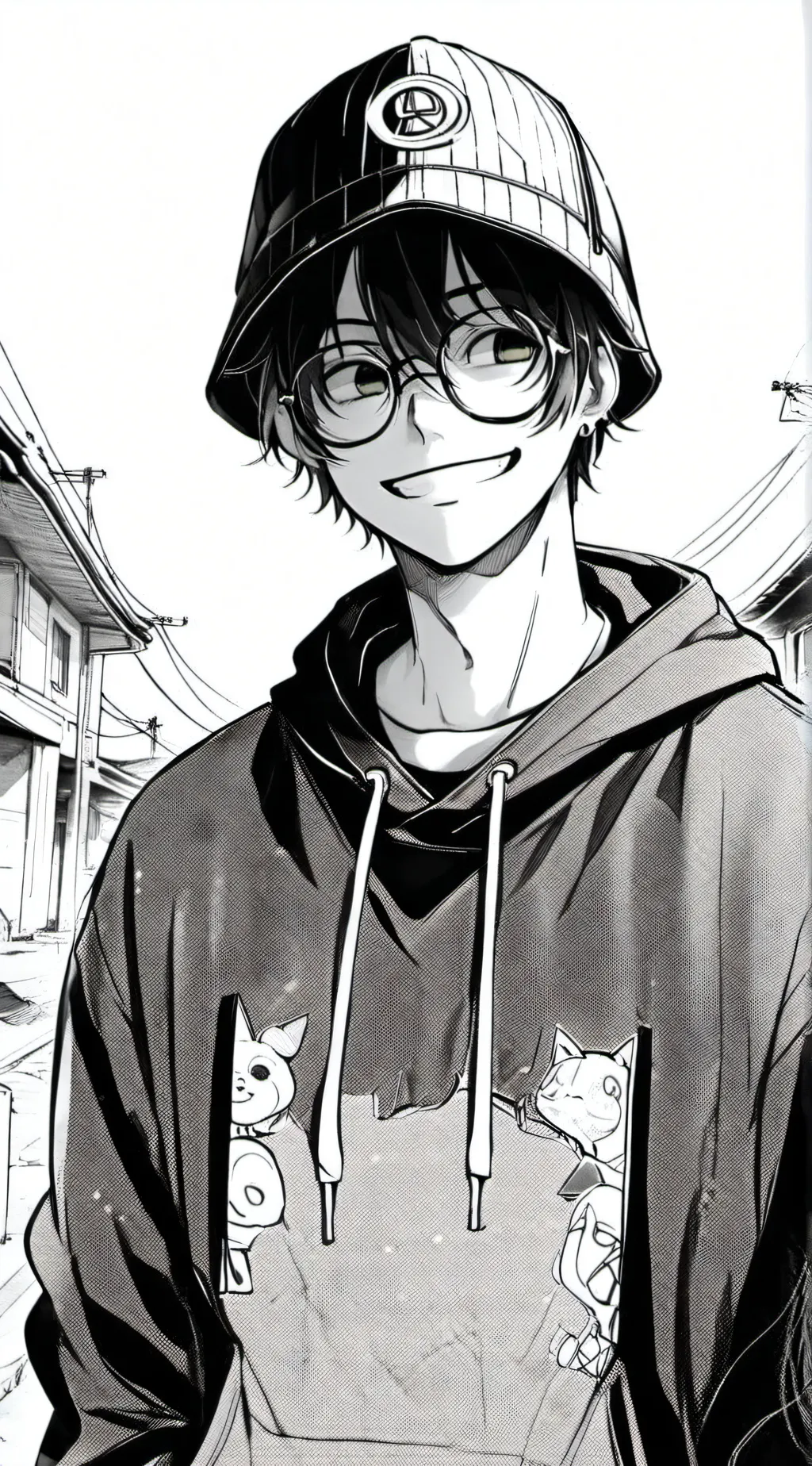 ai character: Hoodie x mask Toby background