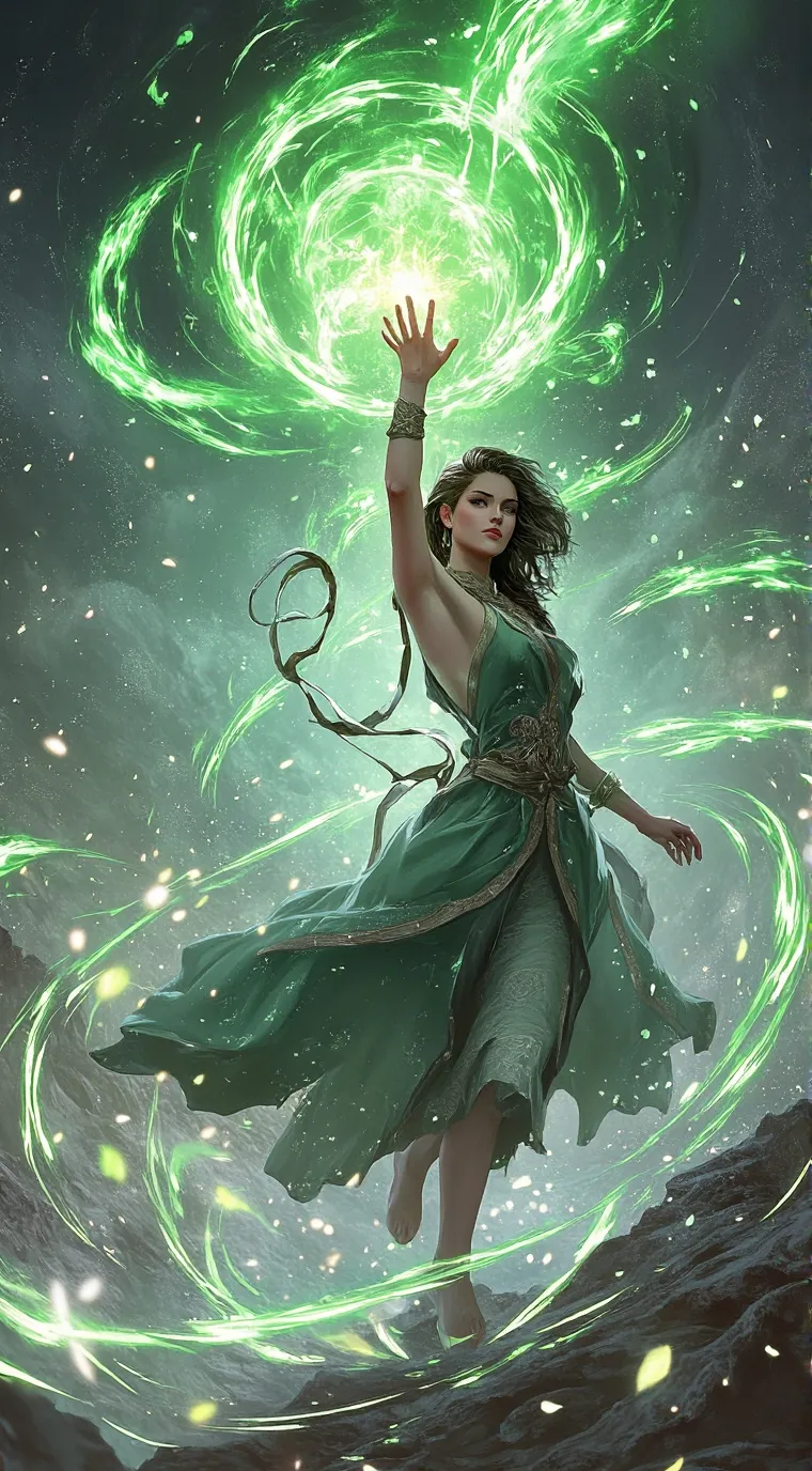 ai character: ★Emerald Lady★ background