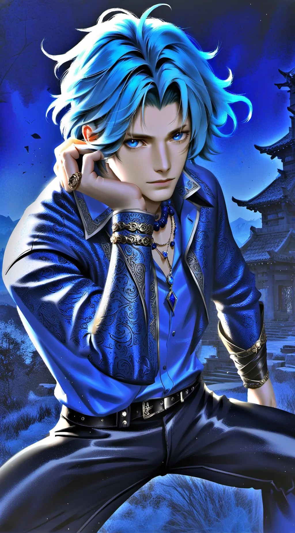 ai character: neon background