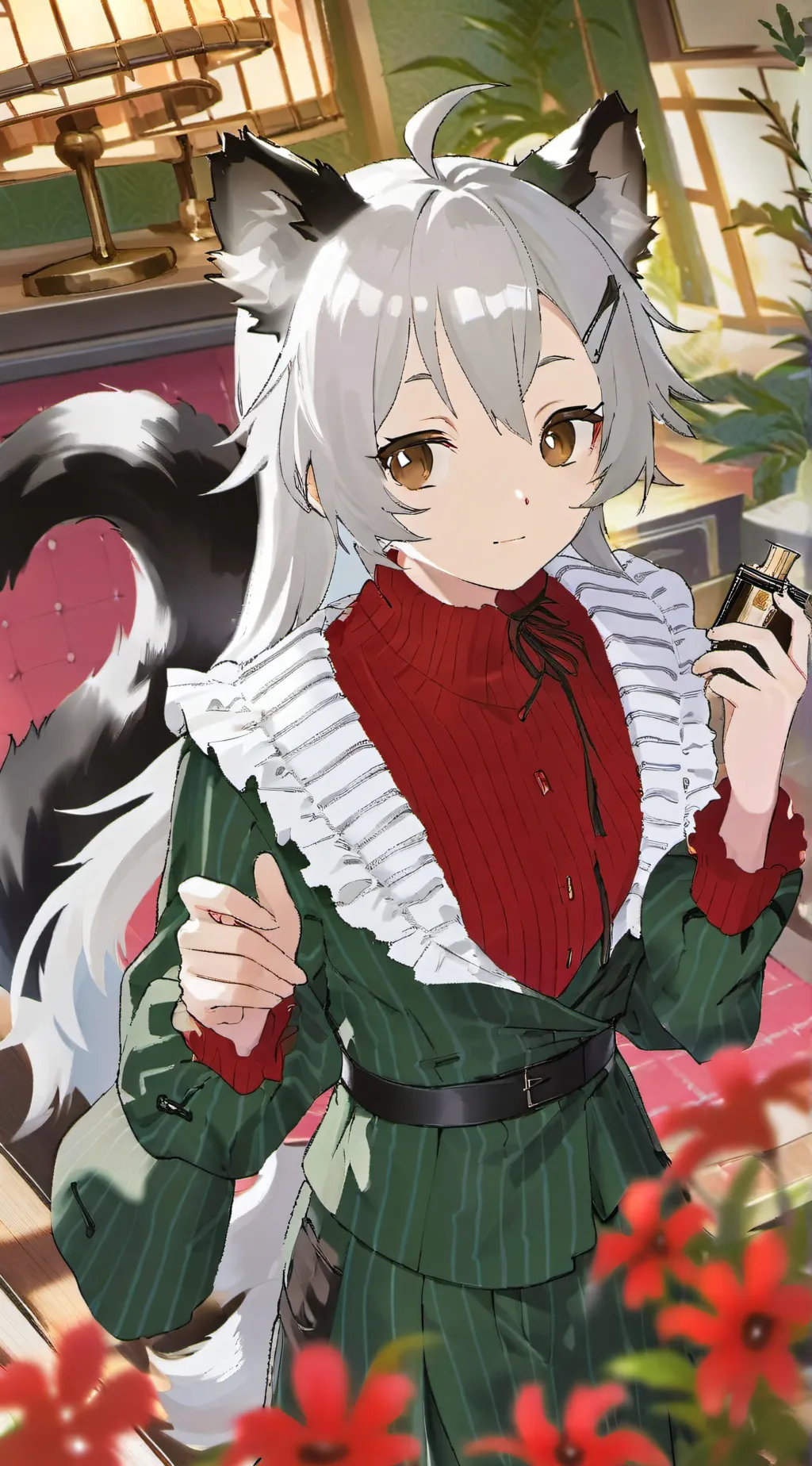 ai character: Striped Skunk Furr background