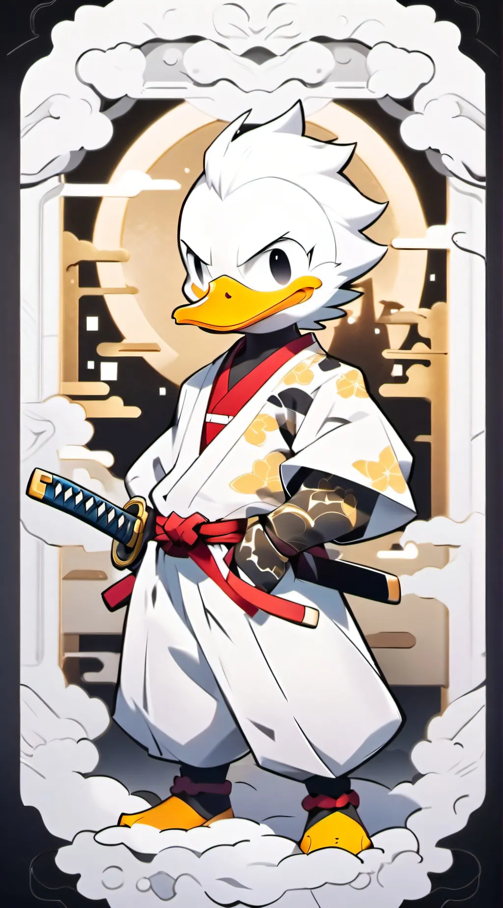 ai character: Samurai duck background