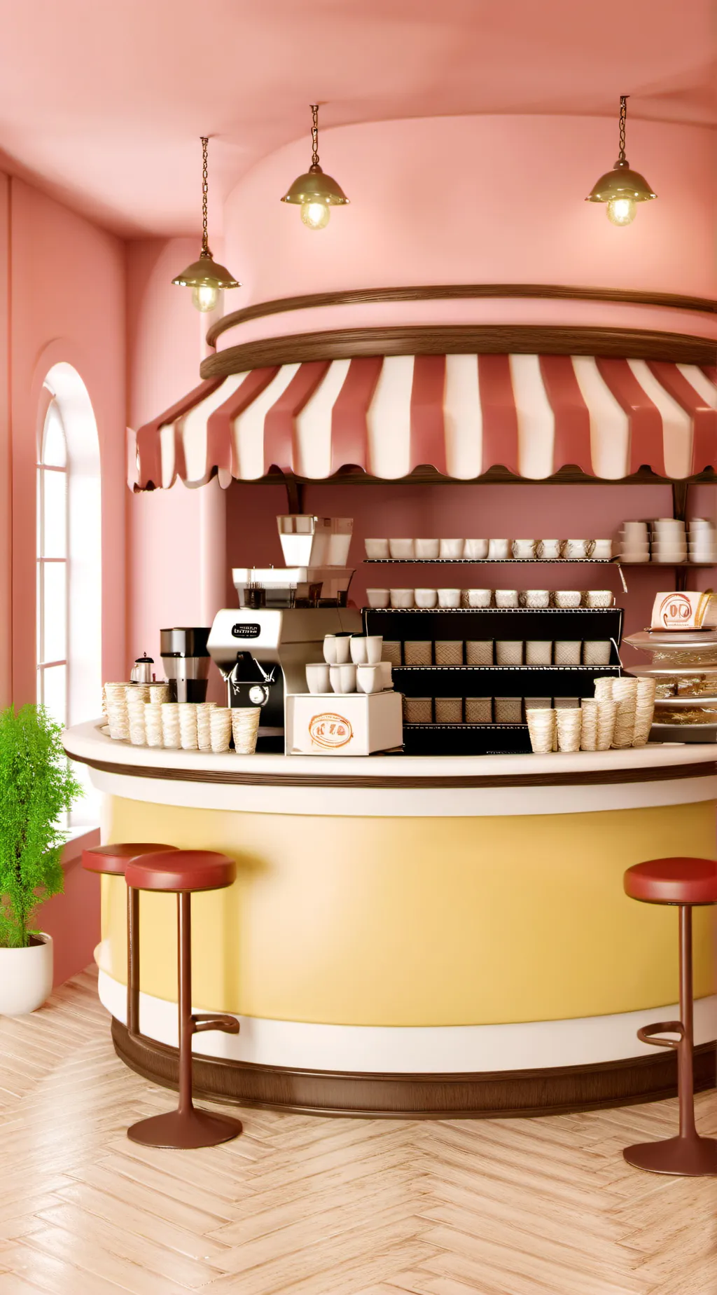 ai character: own coffee shop  background