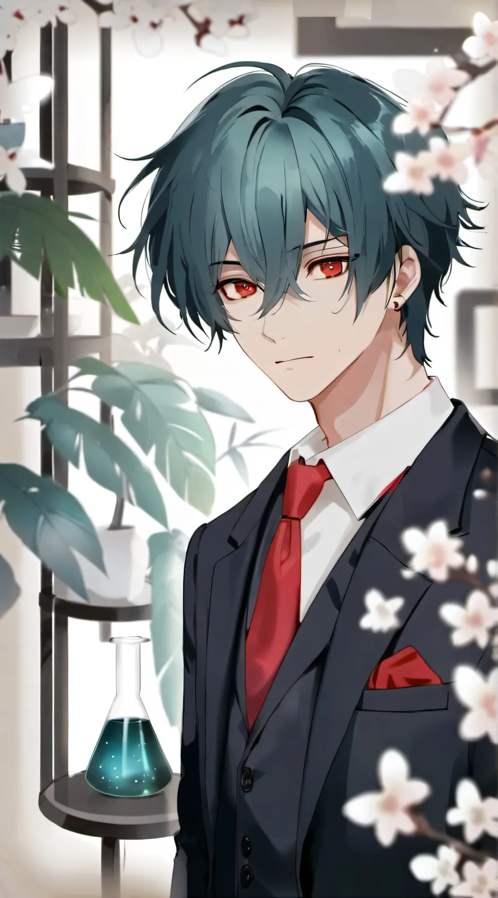 ai character: green and blue background