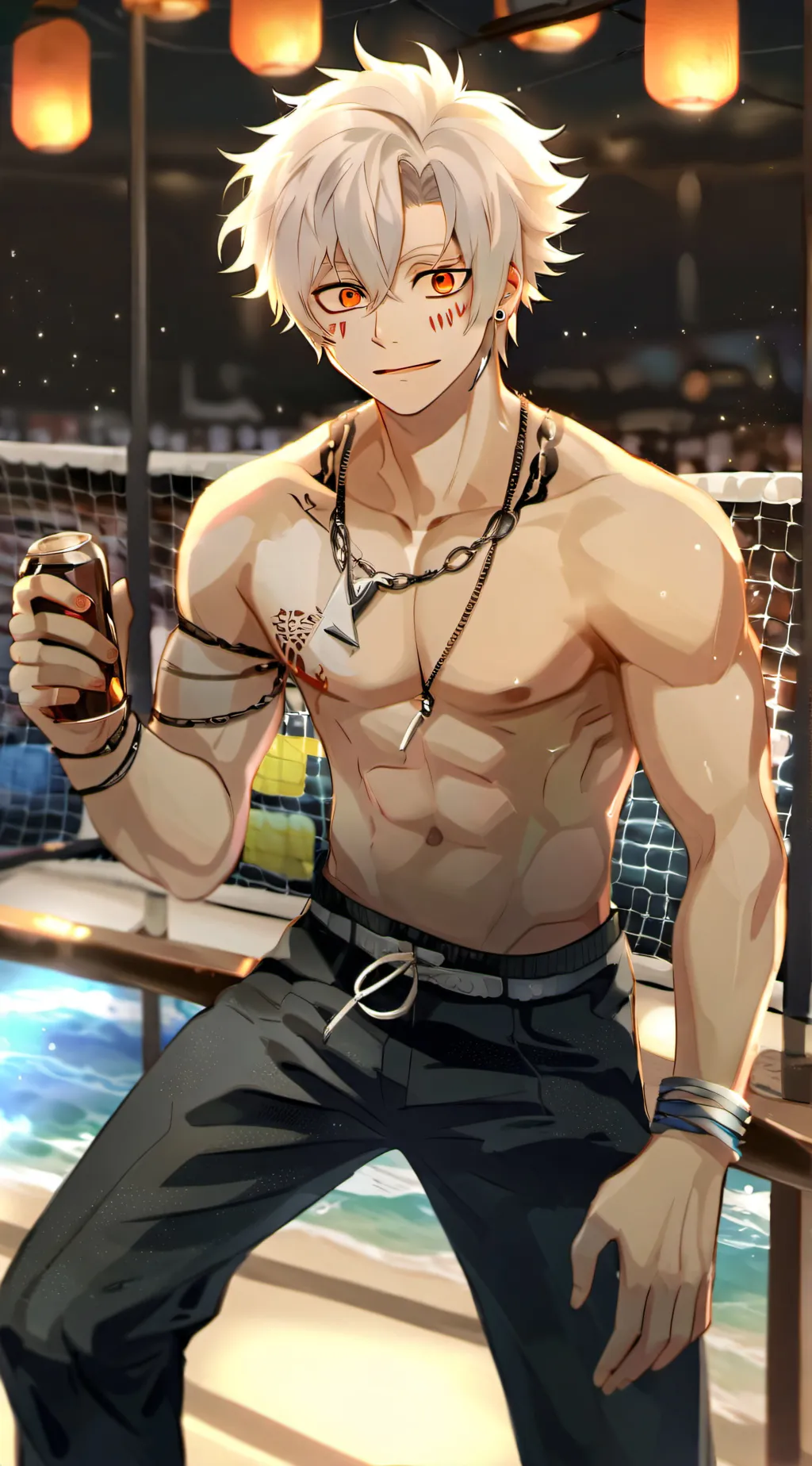 ai character: bakugo shirtless background