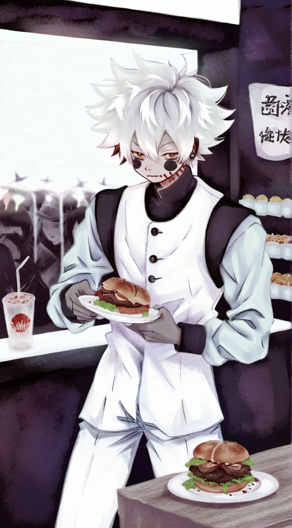 ai character: bakugo working background