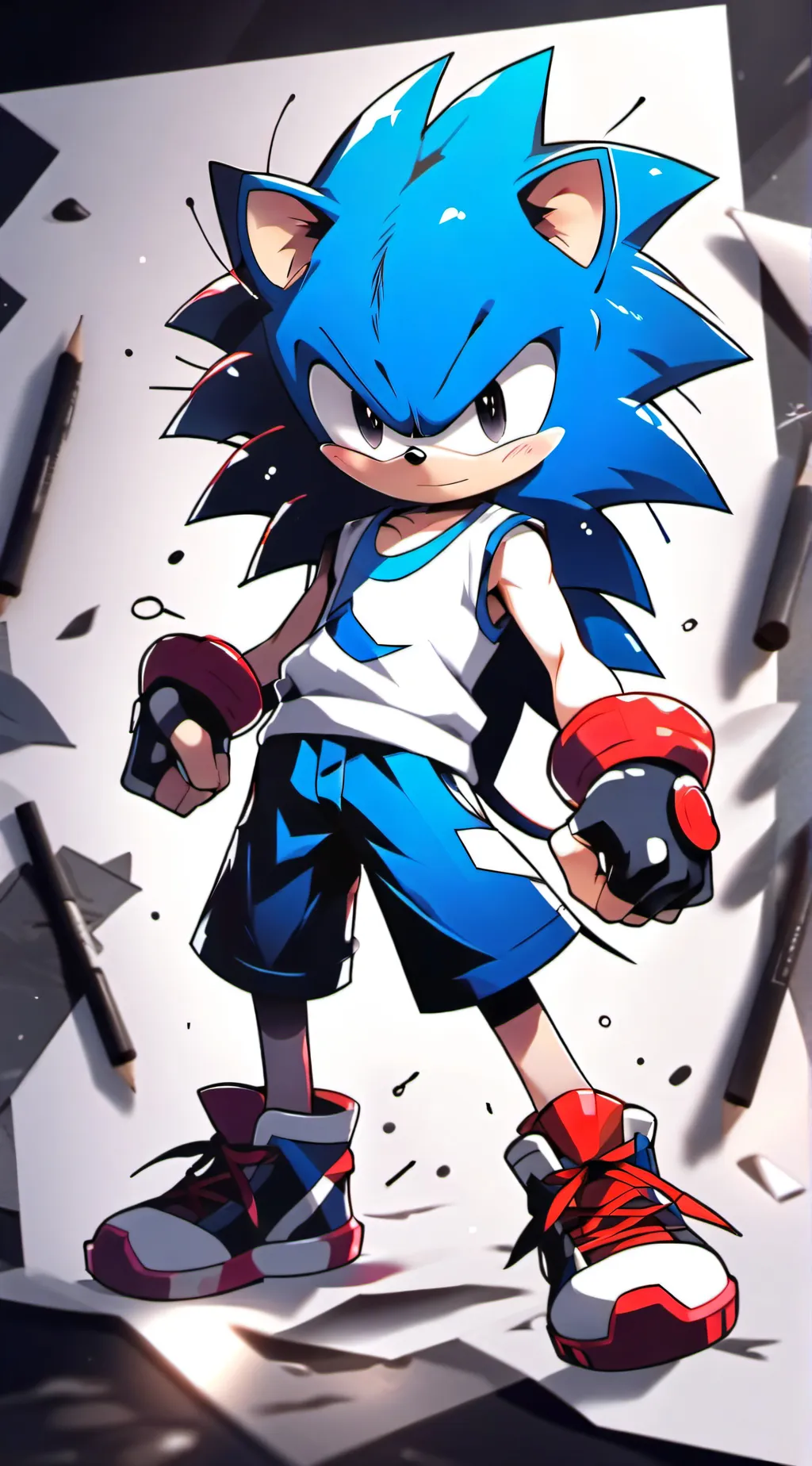 ai character: me sonic shadow background