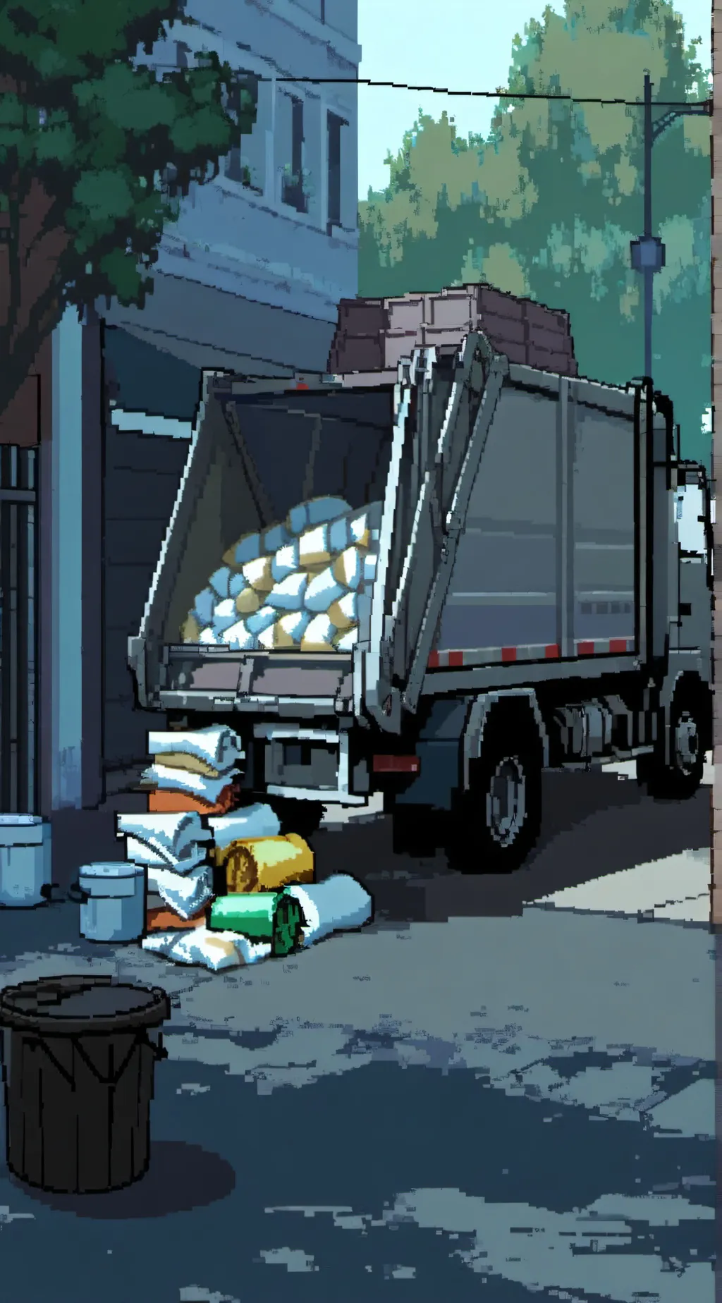 ai character: collect garbage  background