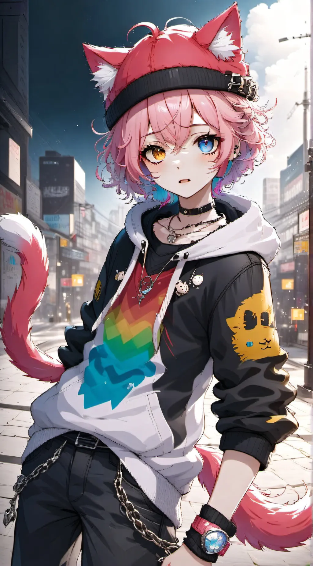 ai character: Uwu cat & bad boi background
