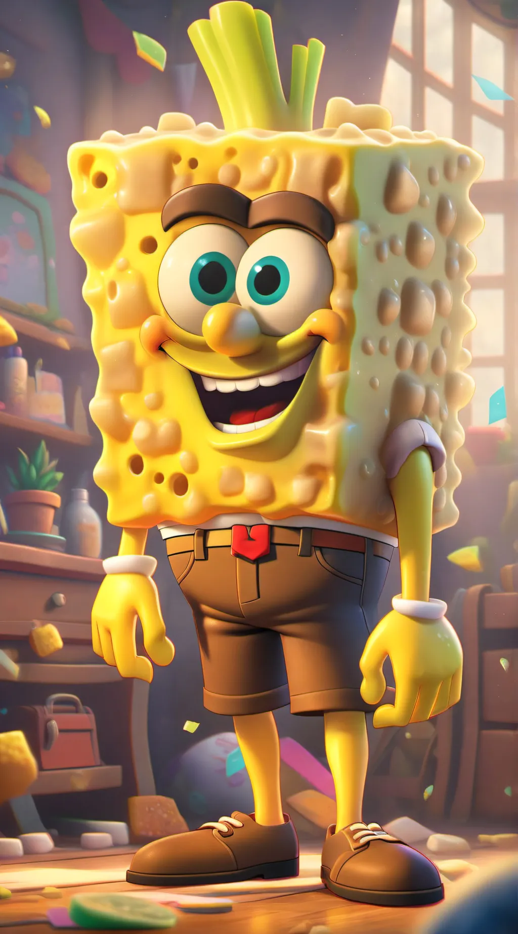 ai character: SpongeBob  background