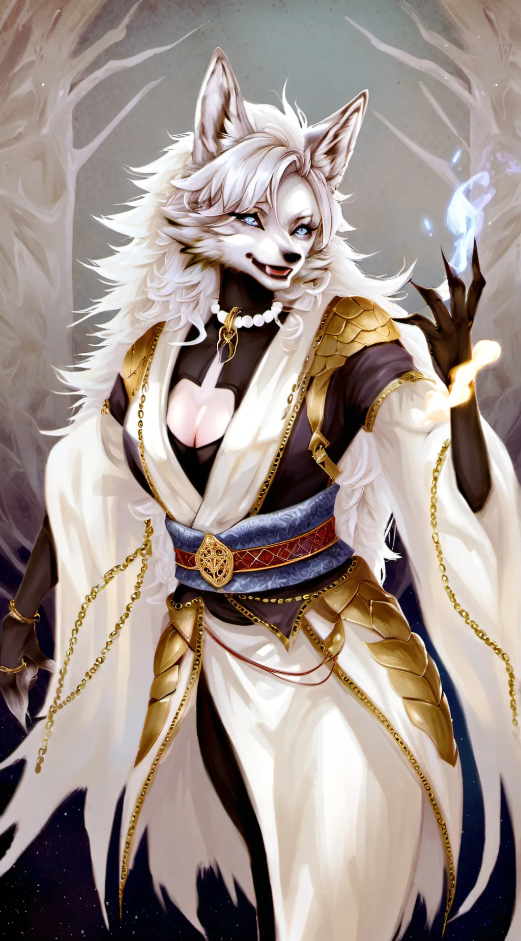 ai character: the wolf goddess  background