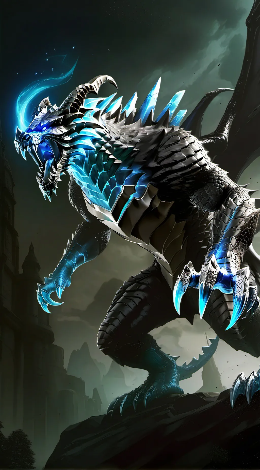 ai character: BLUE DRAGON background
