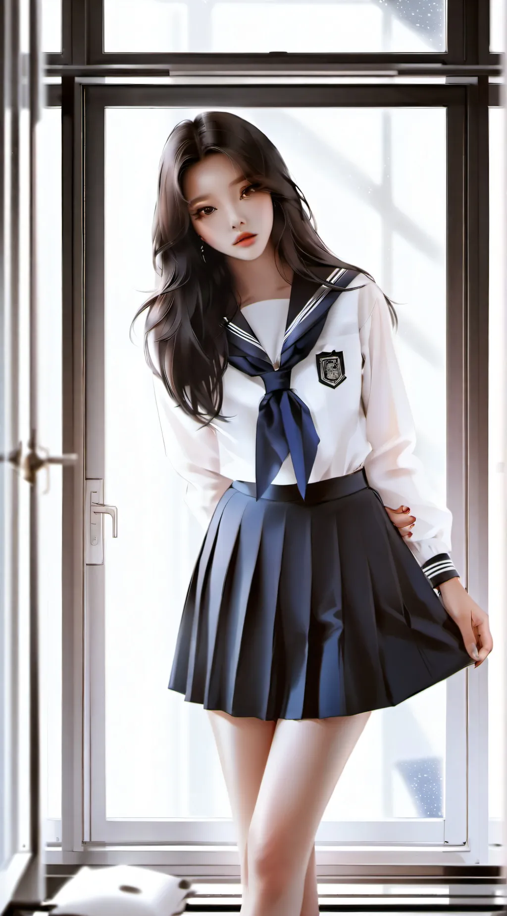 ai character: Korean girl  background