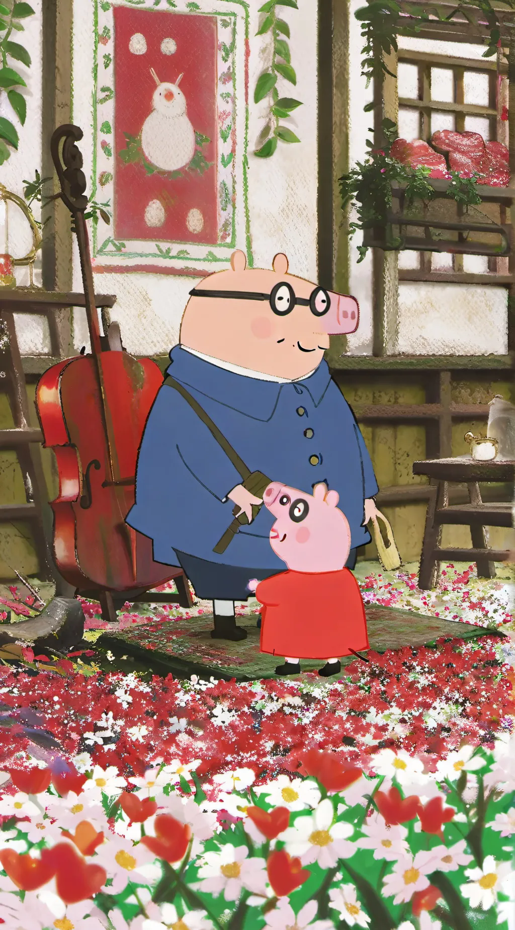 ai character: peppa y su padre background