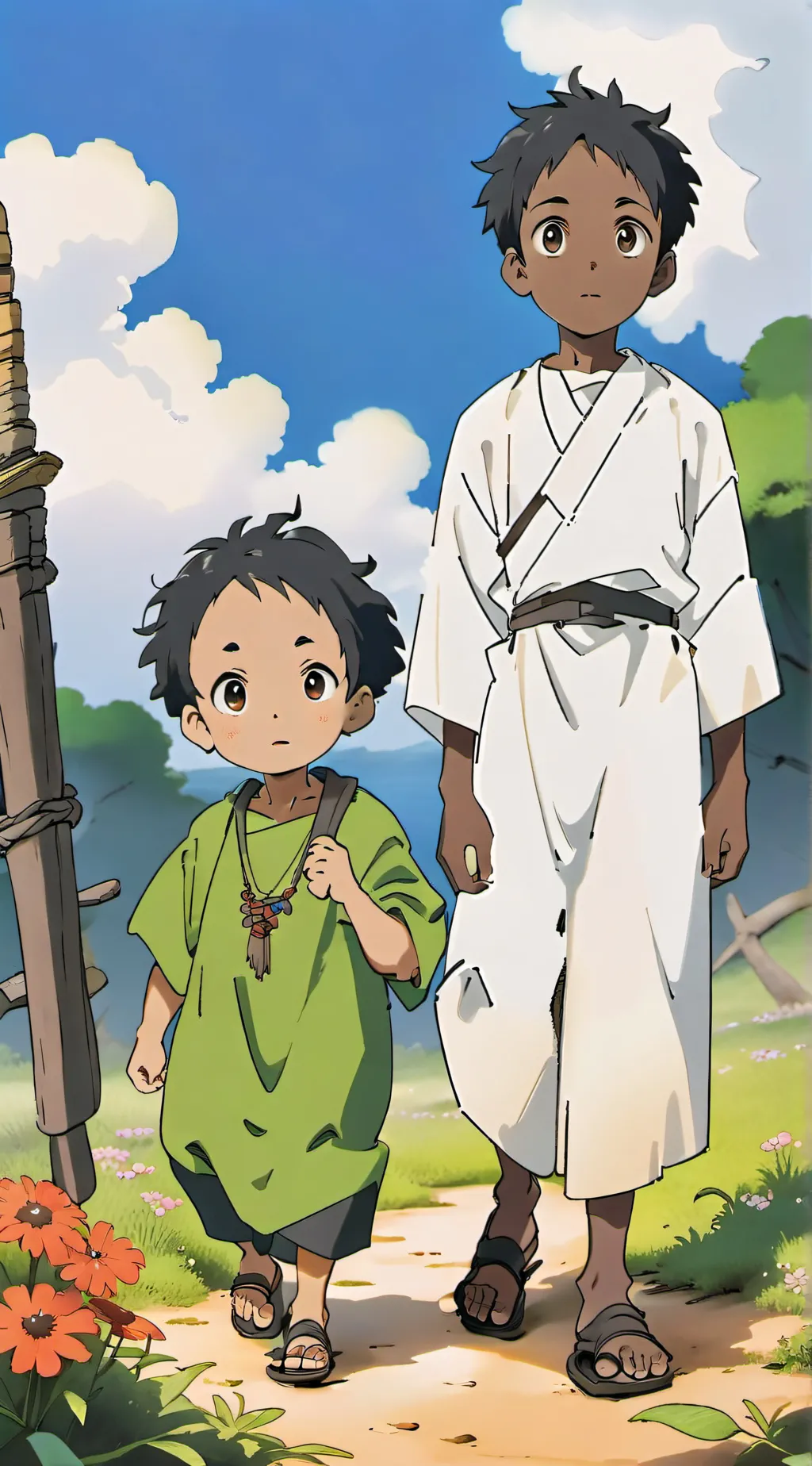 ai character: Jama,daza and Ayo background