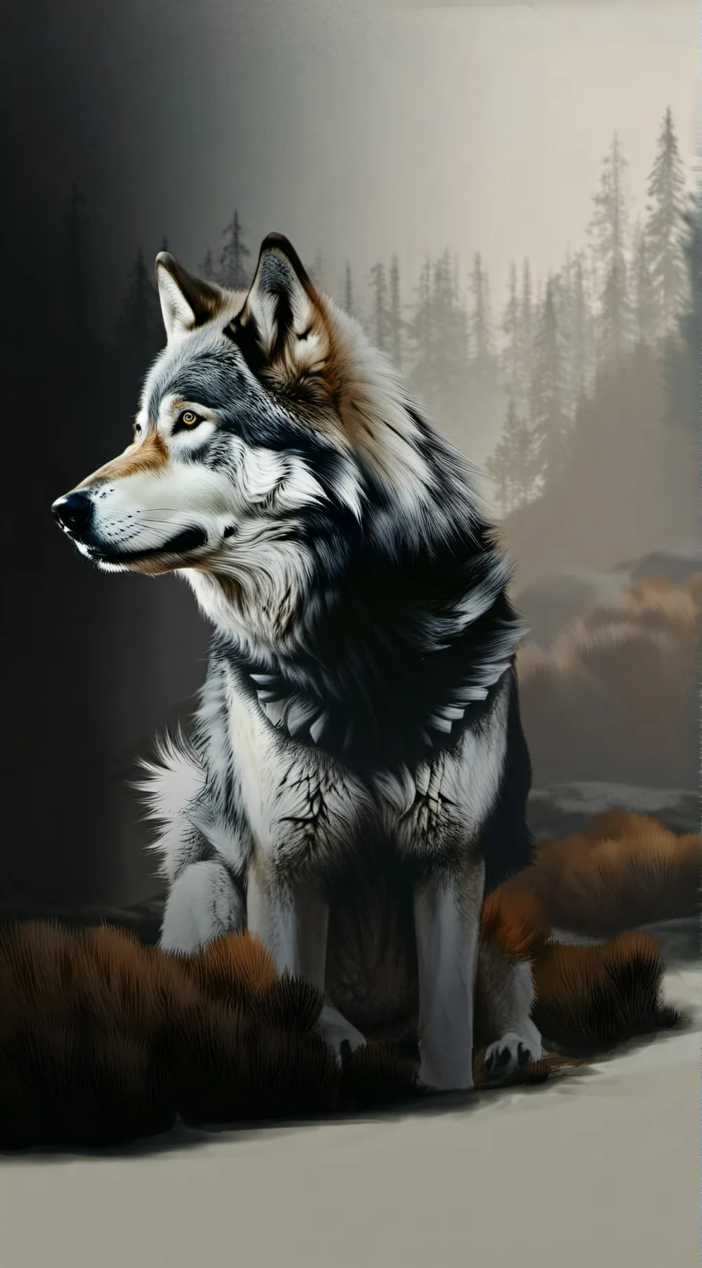 ai character: wolf dragon  background