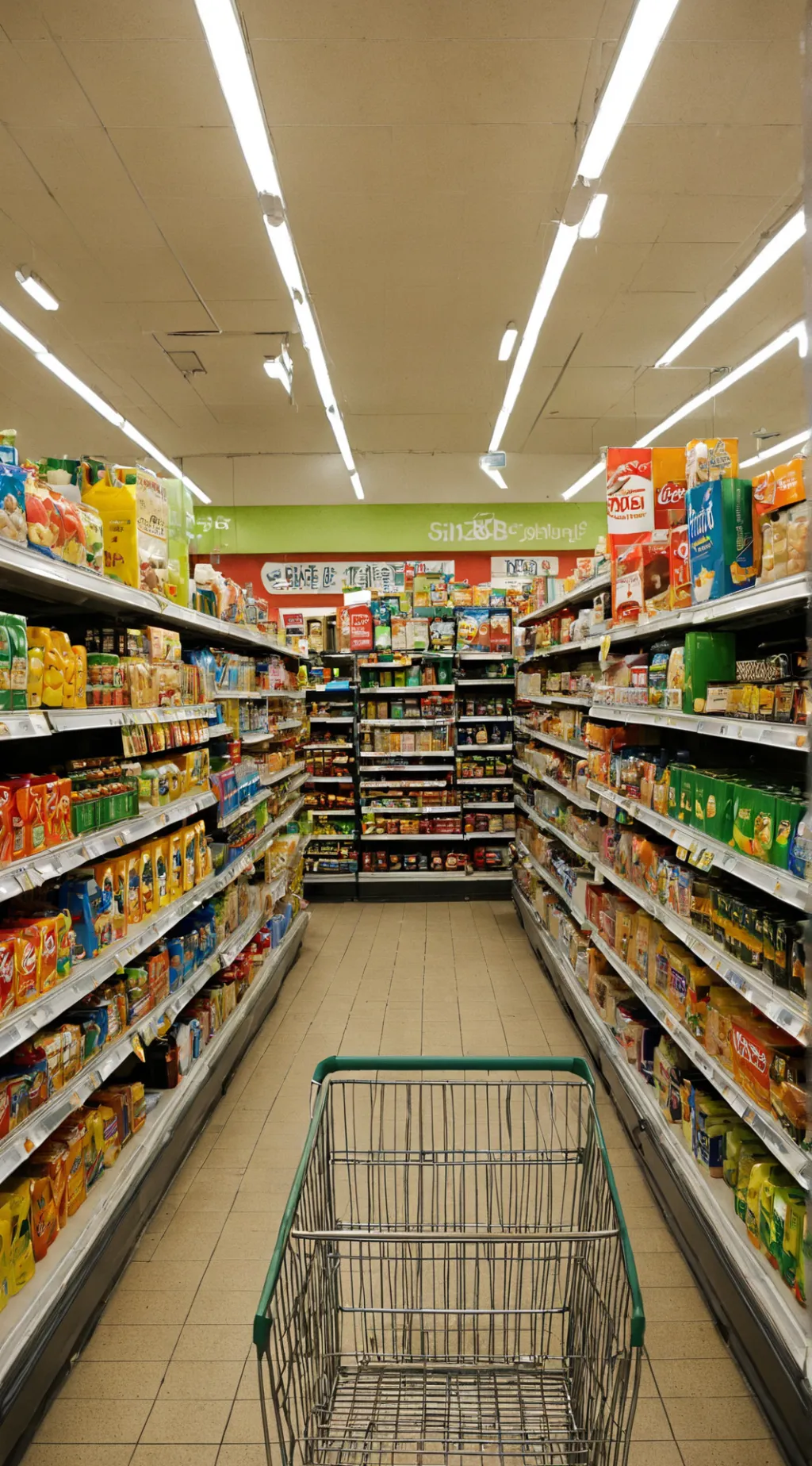 ai character: pee in supermarket background