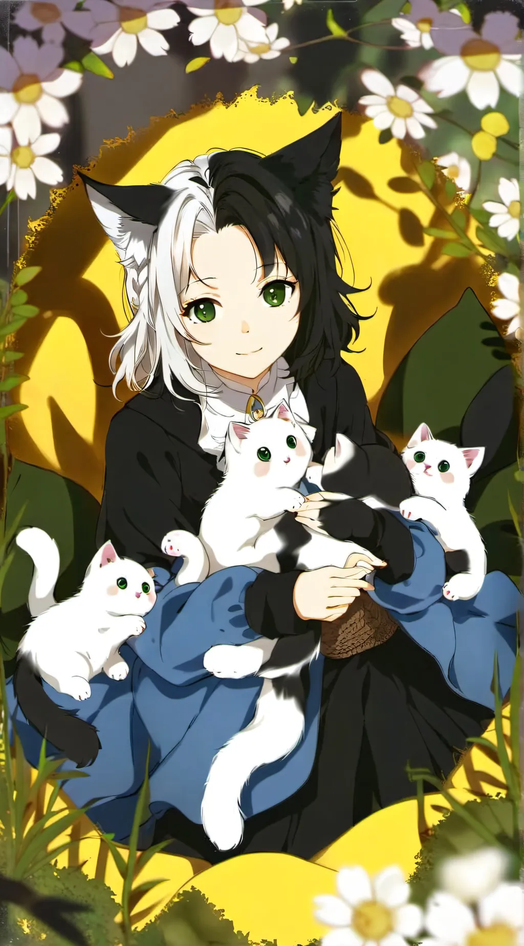 ai character: Kittens and mama background