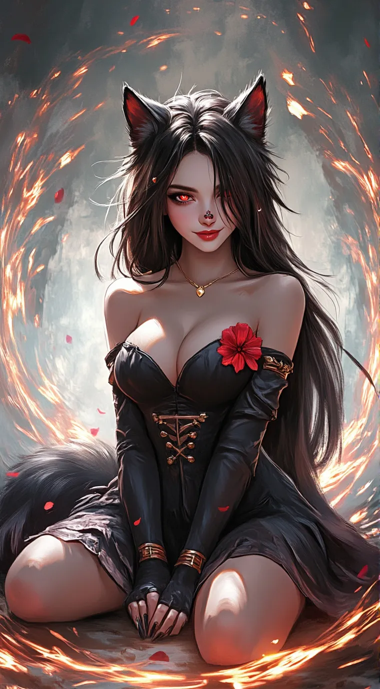 ai character: crazy wolf girl background