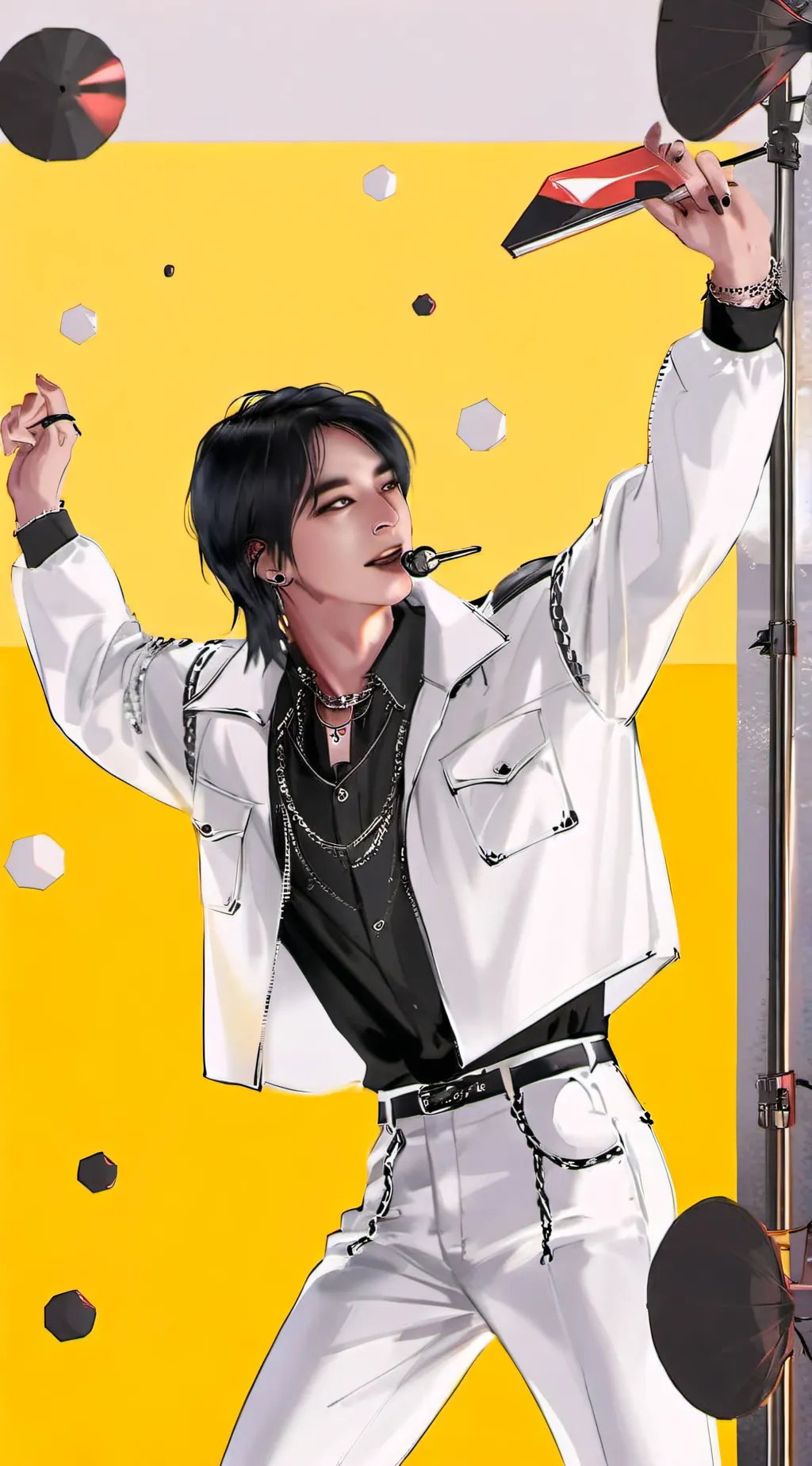 ai character: HYUNJIN de K-pop  background