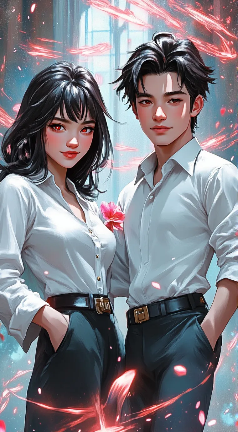 ai character: Elara and Andrew  background