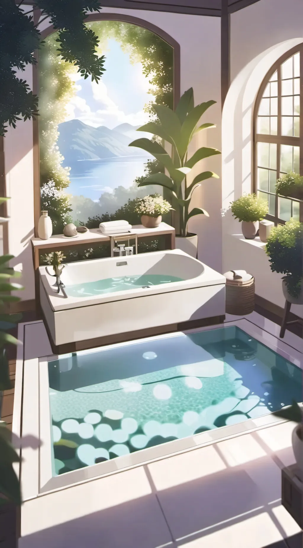 ai character: Bath background