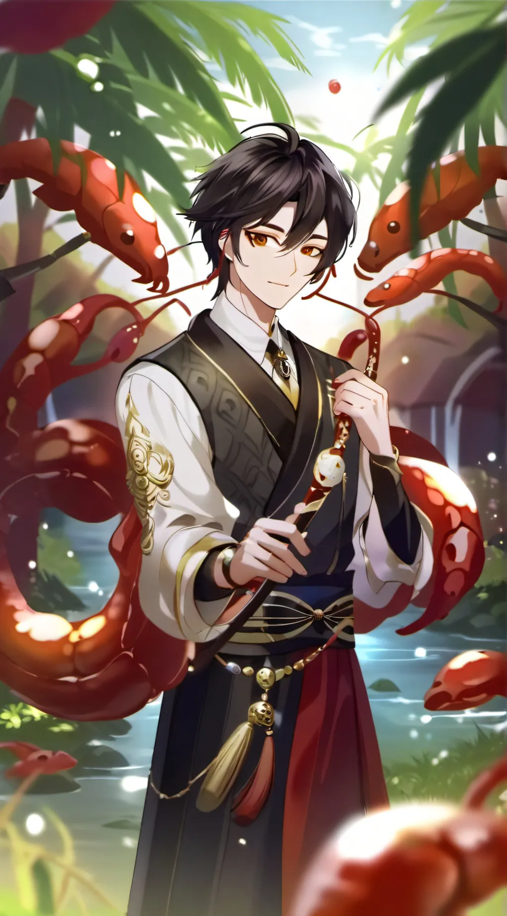 ai character: a shrimp background