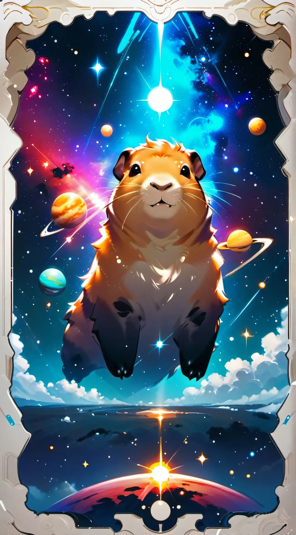 ai character: Galaxy Capybara background