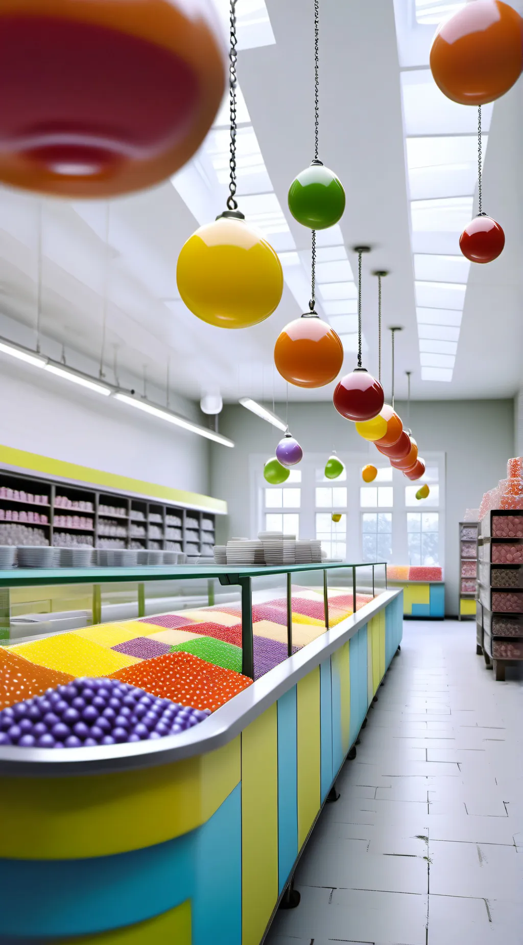 ai character: candy factory  background