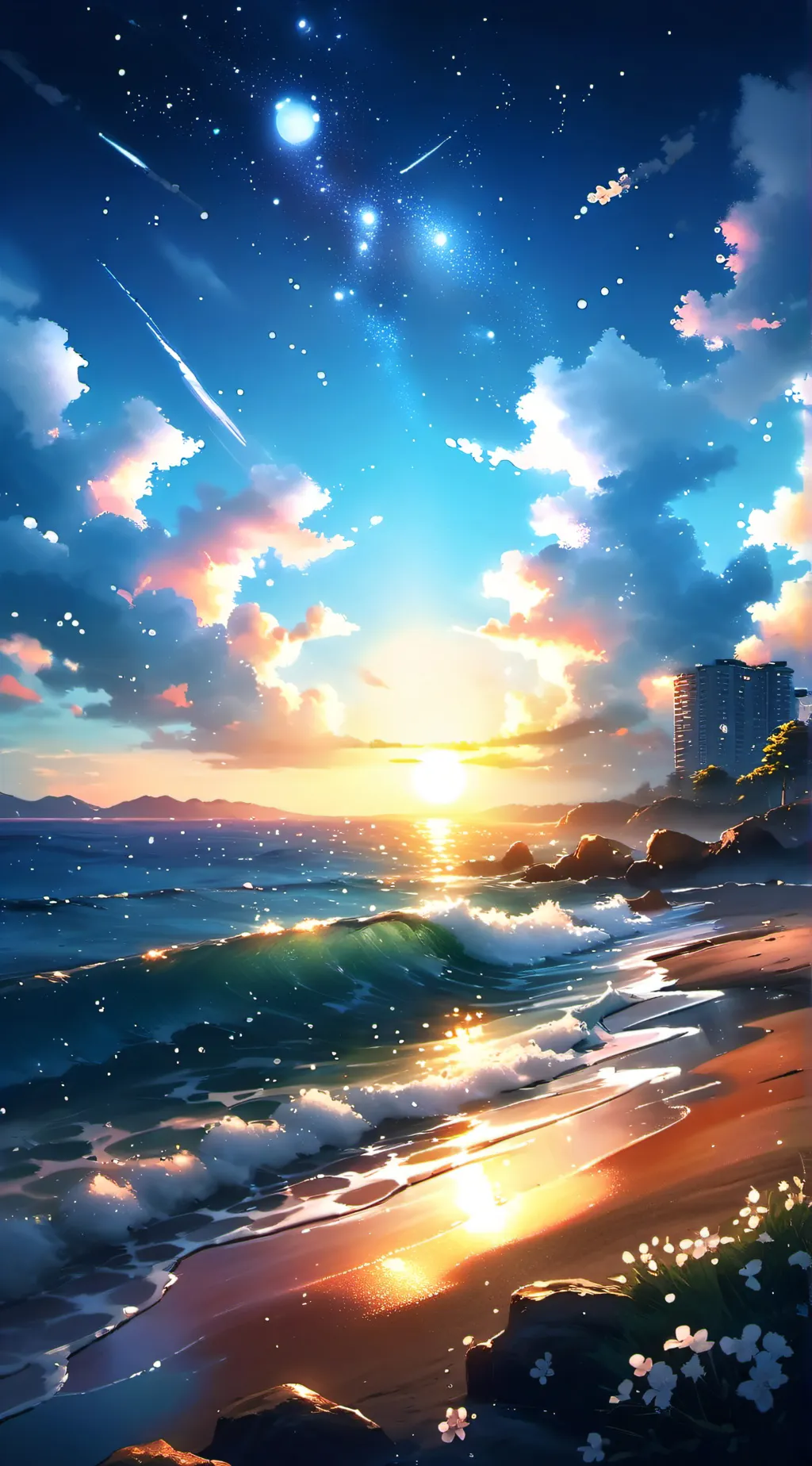 ai character: Mha beach background